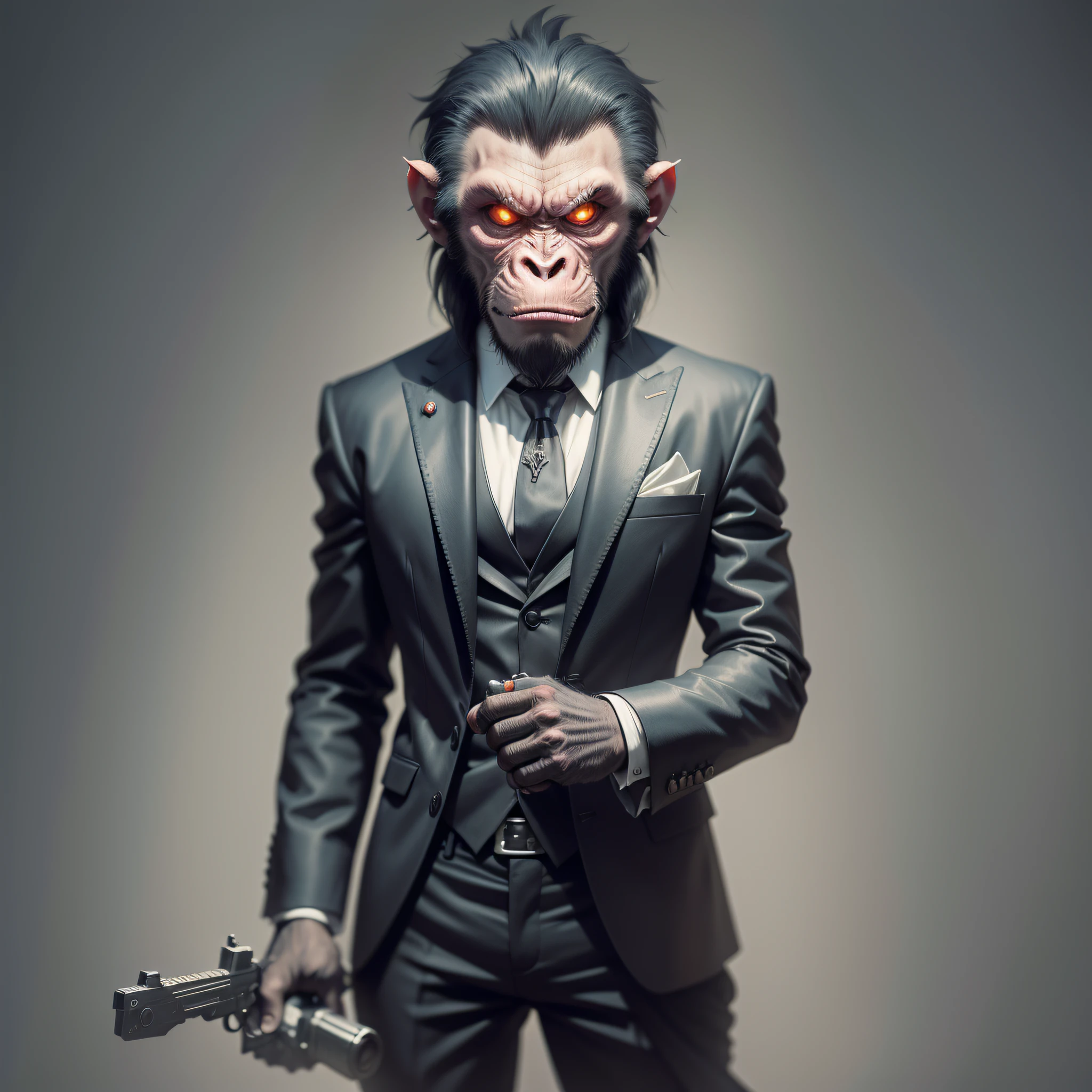 evil gangster monkey,with pistols,dark art,darkness,obscure,4k --auto --s2