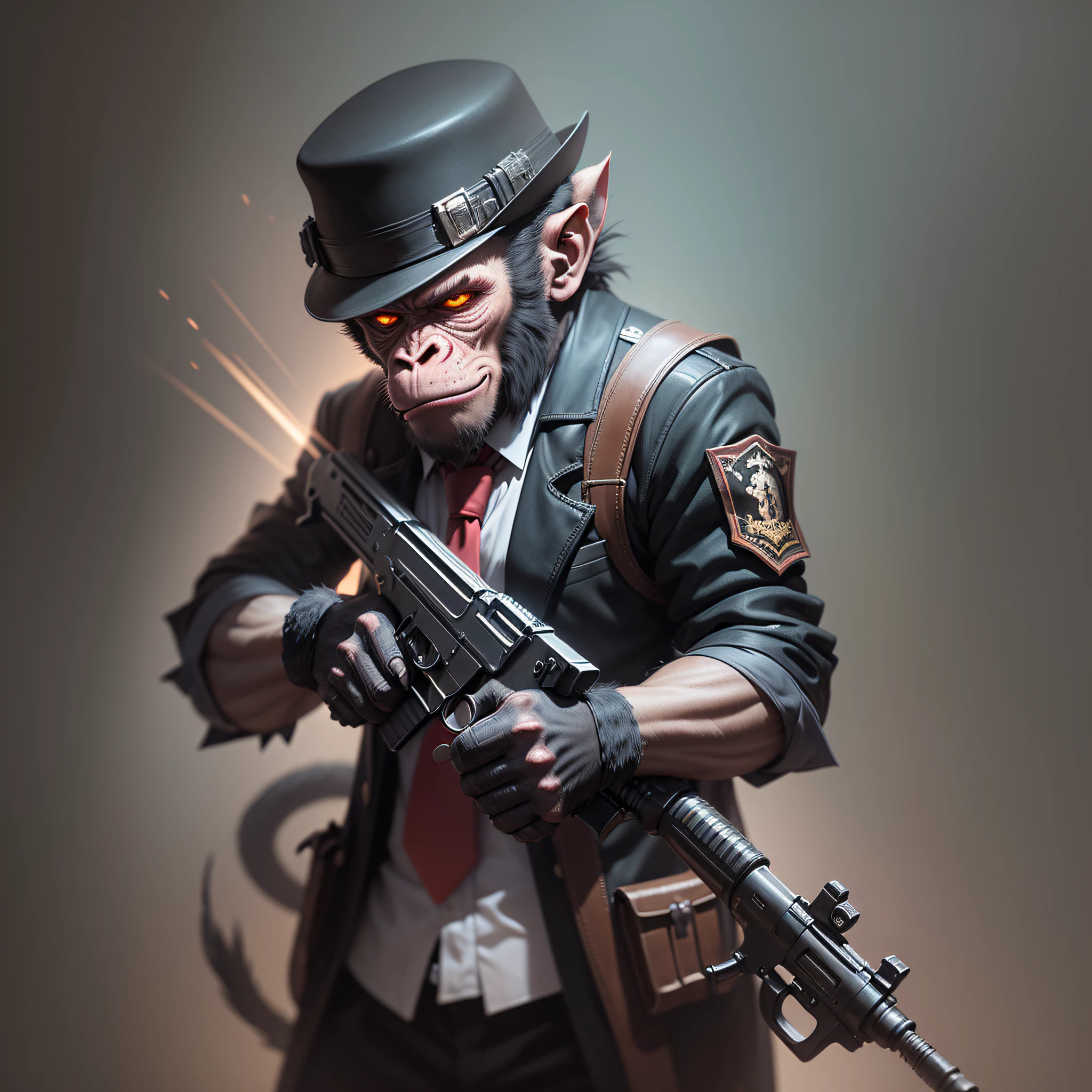 darkness evil gangster monkey,with guns,dark art,dark background,obscure,4k --auto --s2