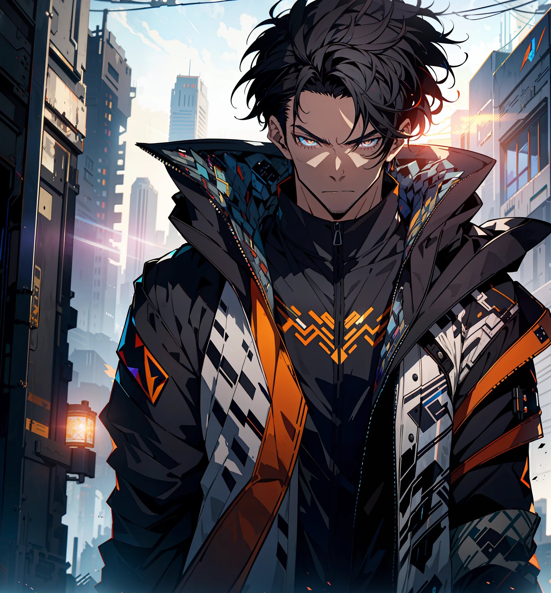 cyberpunk man, fantasy world, dark background, clean design, epic Instagram, artstation, colorful paint splash, silhouette, ultra-detailed intricate details, unreal engine, fantasy, complex details, splash screen, complementary colors, fantasy concept art, 8k resolution, deviantart masterpiece, oil painting, heavy stroke, paint dripping, (isolated on white background: 1.3), rainbow skin, (((handsome young man))), (( age:1.5)), (glowing black eyes), ((eyes with light)), (((short black hair: 1.1))), ((black)), (prince \\ (indifferent expression), (wearing high-detail luxury black robe))), black hair, (pectoral muscles) --v 6