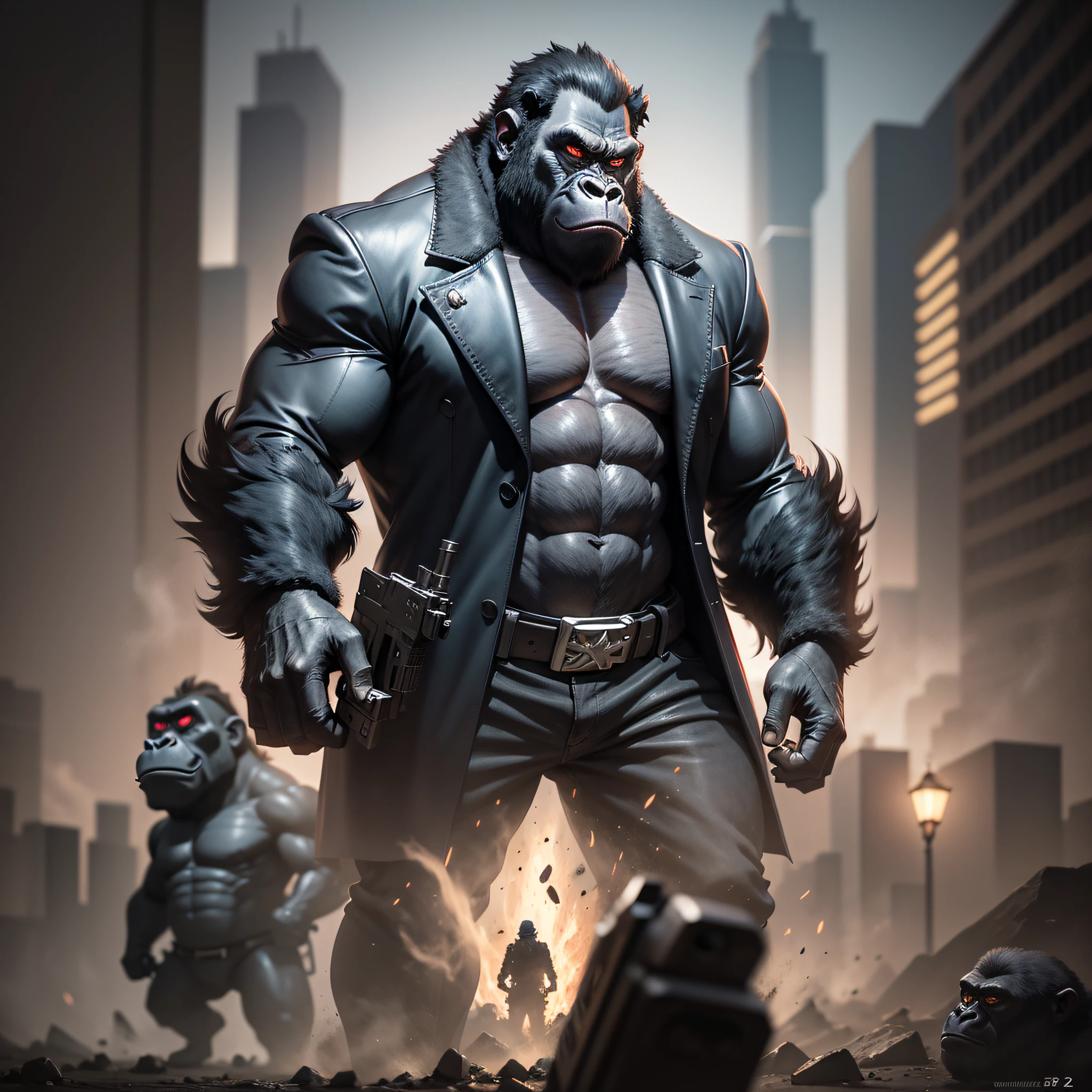 darkness evil gangster gorilla,with guns,dark art,obscure,4k --auto --s2