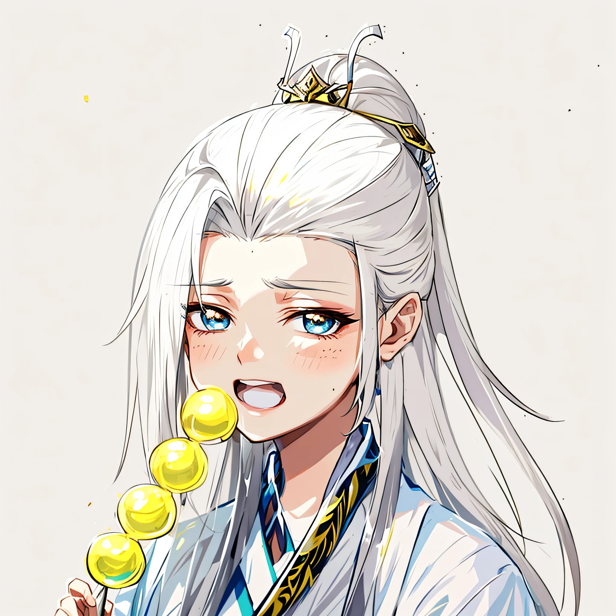 (masterpiece), (best quality), (ultra detailed),(disheed hair),(illustration), (1girl), (Fashionable clothing), standing, Fashion model, looking at viewer, (interview), (simple background), beautiful and delicate eyes, delicate beauty, floating, (high saturation), (colorful splash), colorful bubbles, (shine), focus on face, ponytail, Ayaka Kamisato, light silver hair, bangs, hair circle, floating flowers, flowing hair, (shiny), best lighting, best shadow,
