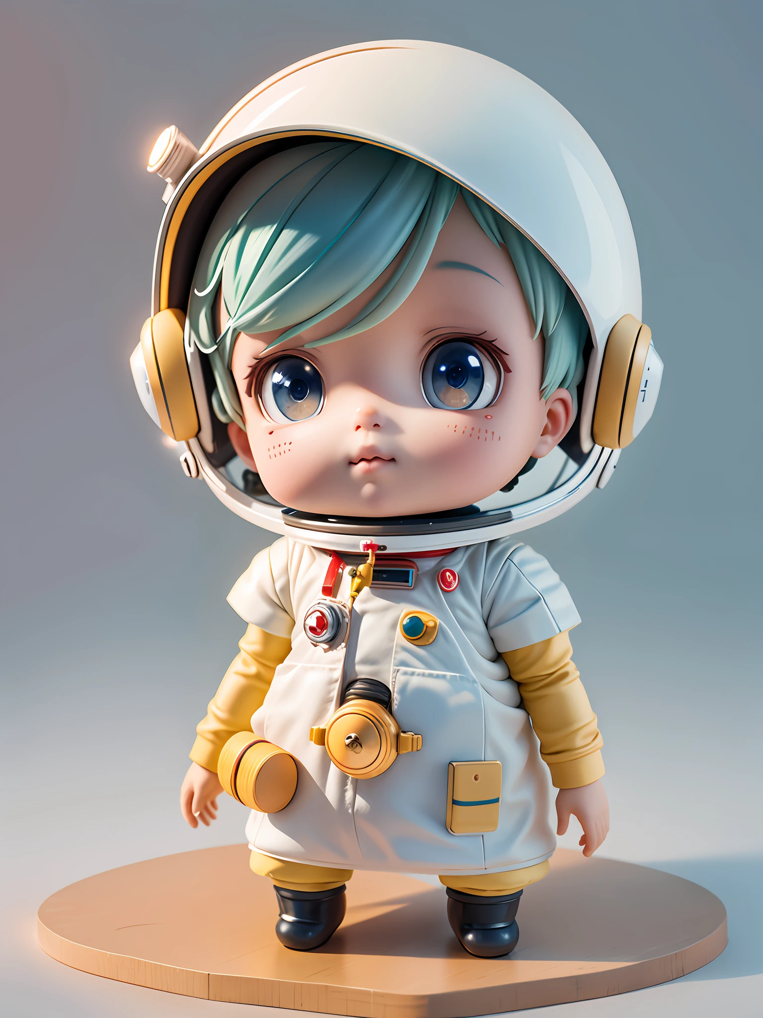 There is a little doll with helmet and helmet, cute 3d rendering, little astronaut looking up, portrait anime space cadet boy, cute 3d anime boy rendering, cute detailed digital art, male explorer mini cute boy, 3d rendering stylized, 3d rendered character art 8k, cute digital painting, anime style 3d, super detailed rendering