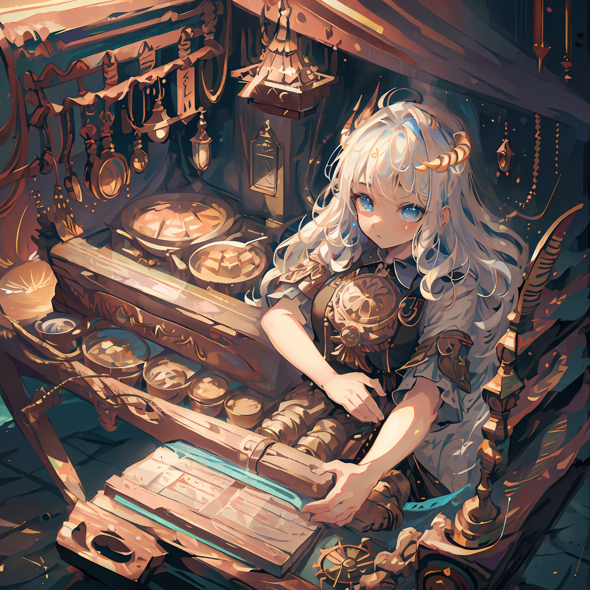((photorealistic:1.4))best quality ,masterpiece,(raw photo:1), illustration, an extremely delicate and beautiful, extremely detailed,CG,unity,8k wallpaper, Amazing, finely detail, masterpiece, best quality, official art, very detailed CG unified 8k wallpaper, ridiculous, incredibly ridiculous, huge file size, super detailed, super high resolution, high resolution, very detailed, beautiful detailed girl, very detailed eyes and face, beautiful detailed eyes, very detailed face, perfect lighting, light face, cold light, natural color, 1girl, solo focus, solo, full body, full body photo , angry: 1.5, white hair, wavy hair, bicolor hair, blue eyes, behind magic, void, space, quality background, magic, white tunic, blue dress, angel ring, angelring, horn wing, angelwing