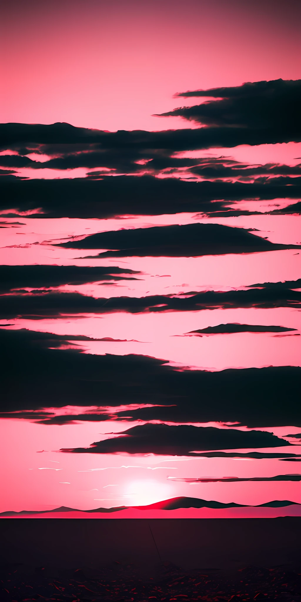 a sunset and a pink line in the desert in the style of ominous vibemonochromatic artworks,felicia simion,digital art techniques light black and magenta,tumblewavelight black and orange--q2--s750--v 5.