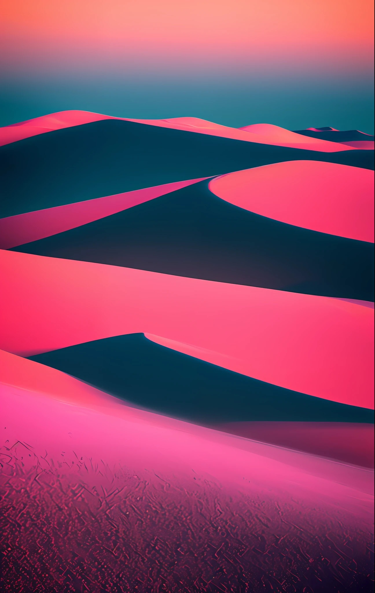 a sunset and a pink line in the desert in the style of ominous vibemonochromatic artworks,felicia simion,digital art techniques light black and magenta,tumblewavelight black and orange--q2--s750--v 5.