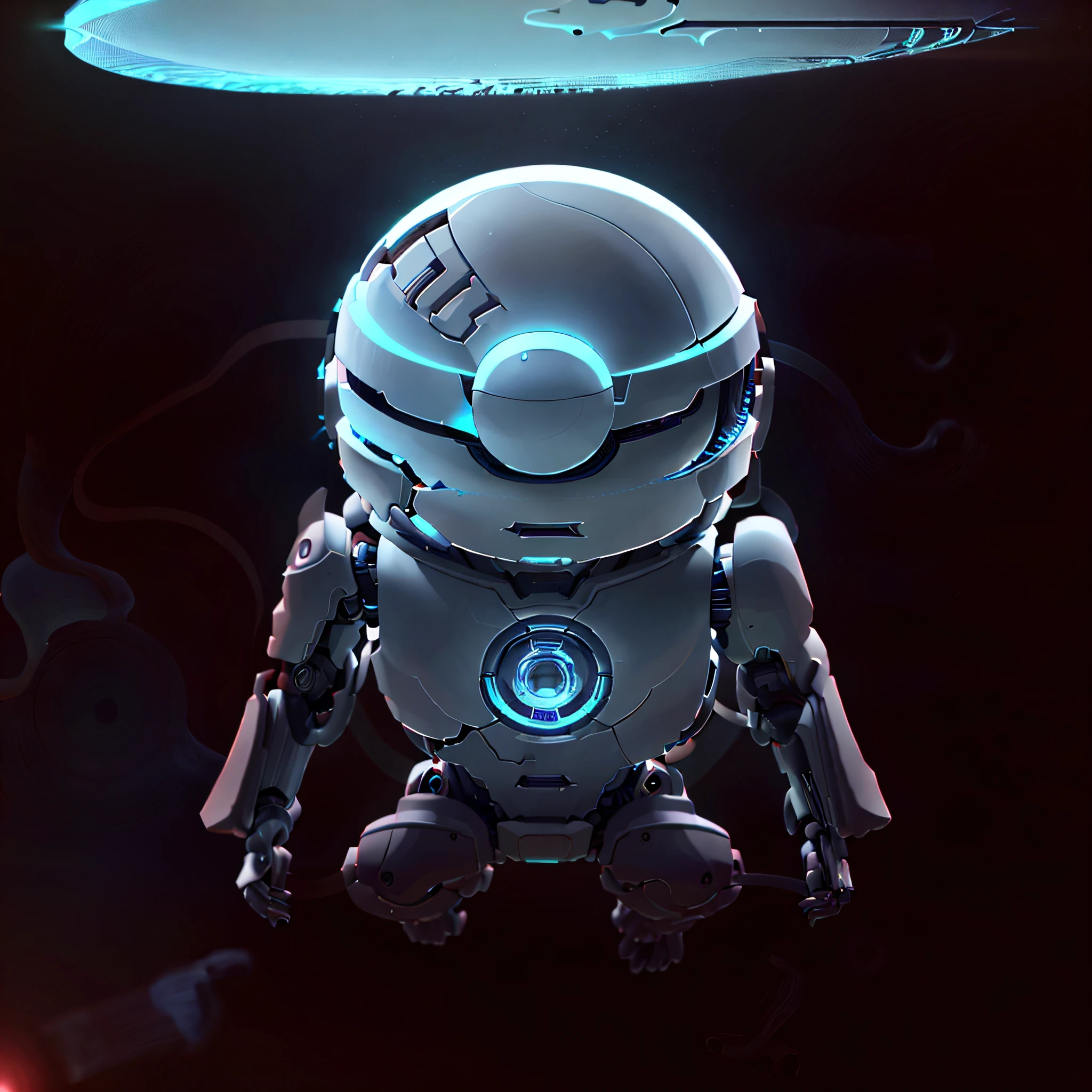 there is a blue robot with a light on its head, 3 d icon for mobile game, beautiful robot character design, blueshift render, cute robot, amazing space creature 4 k, concept robot, game icon asset, 2 d render, rendered art, rendered in keyshot, detailed cosmic angelic robot, cute 3 d render, game icon stylized, round robot