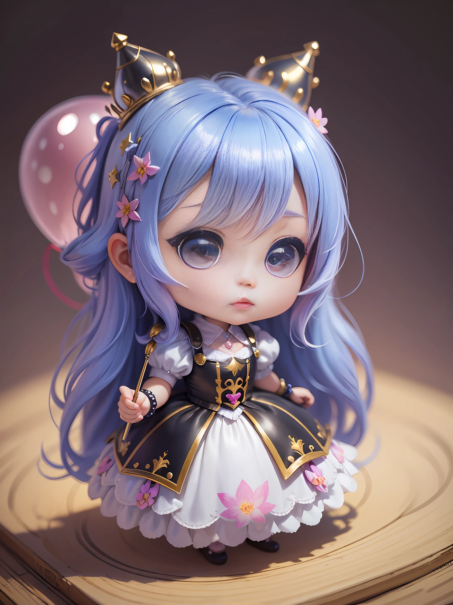 Ultra realistic chibi princess. High definition. Painting style. Balloons background --auto --s2