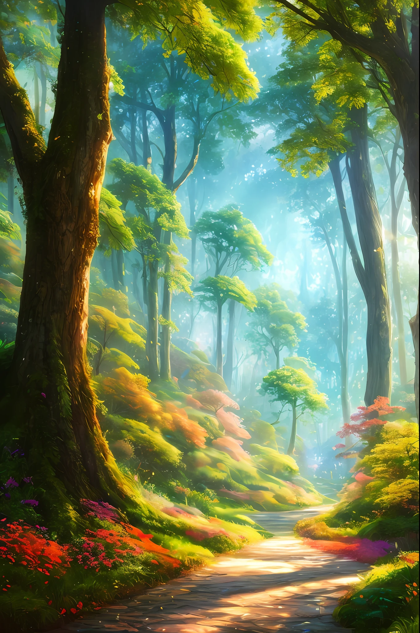 masterpiece, best quality, high quality,extremely detailed CG unity 8k wallpaper, An enchanting and dreamy scene of a fantasy forest, with towering trees, glowing mushrooms, and hidden fairy glens, creating a sense of mystique and enchantment, artstation, digital illustration, intricate, trending, pastel colors, oil paiting, award winning photography, Bokeh, Depth of Field, HDR, bloom, Chromatic Aberration ,Photorealistic,extremely detailed, trending on artstation, trending on CGsociety, Intricate, High Detail, dramatic, art by midjourney