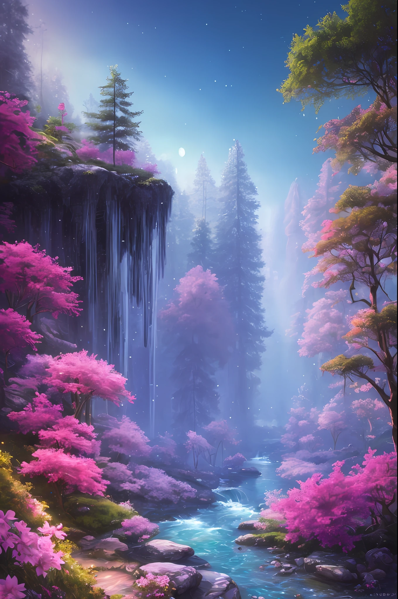 masterpiece, best quality, high quality,extremely detailed CG unity 8k wallpaper, An enchanting and dreamy scene of a fantasy forest, with towering trees, glowing mushrooms, and hidden fairy glens, creating a sense of mystique and enchantment, artstation, digital illustration, intricate, trending, pastel colors, oil paiting, award winning photography, Bokeh, Depth of Field, HDR, bloom, Chromatic Aberration ,Photorealistic,extremely detailed, trending on artstation, trending on CGsociety, Intricate, High Detail, dramatic, art by midjourney