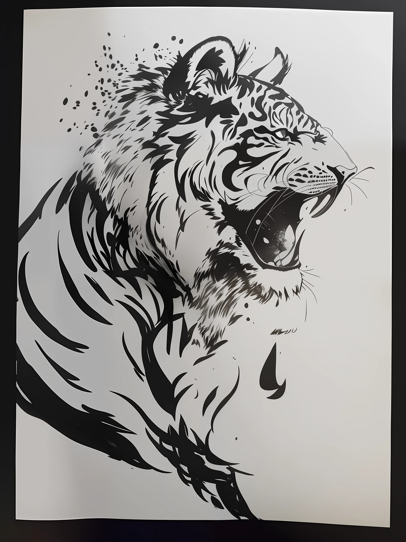 a drawing of a tiger with a tear coming out of its mouth, ink artwork, ink drawing, ink sketch, black ink line art, inked drawing, extremely fine ink lineart, detailed ink drawing, an ink drawing, ink art, pen and ink, black ink drawing, ink outlines, ink illustration, vector ink drawing, ink draw, ink on paper
