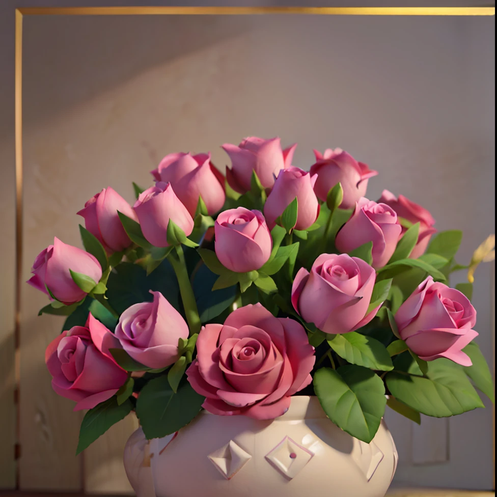 Pixar style: 0.5Cute architecture 3D artwork, overlook, masterpiece, plants, rose bouquet, ultimate detail, perfect quality, OC renderer, dribble high detail 8k, studio lighting --v