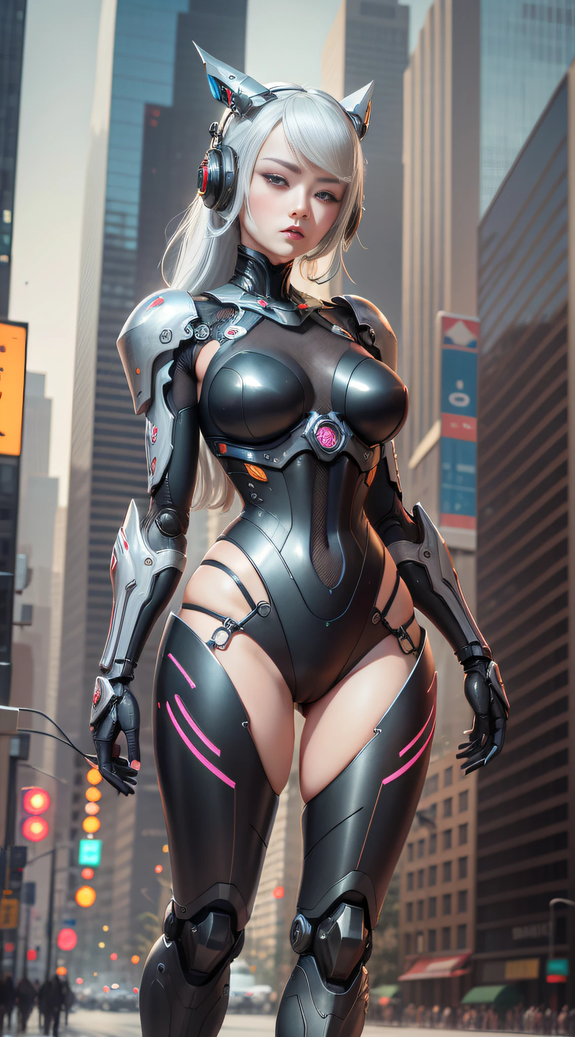 Complex 3d rendering very detailed beautiful ceramic silhouette female robot face, robot, robot parts, 85mm, full body modeling, chinese style girl, beautiful studio soft light, edge light, vibrant details, luxurious cyberpunk, lace, surrealism, anatomy, facial muscles, cable wire, microchip, elegant, beautiful background, octane rendering, HR Giger style, 8k, best quality, masterpiece, illustration, very refined and beautiful, very detailed, CG, unified, wallpaper, (fidelity, fidelity: 1.37), amazing, fine details, masterpiece, best quality, official art, very detailed CG unified 8k wallpaper, ridiculous, incredibly ridiculous, robot, silver helmet, full body, 2.0 large aperture, supercars, big city outdoor streets, Wall Street Road, high-rise buildings,