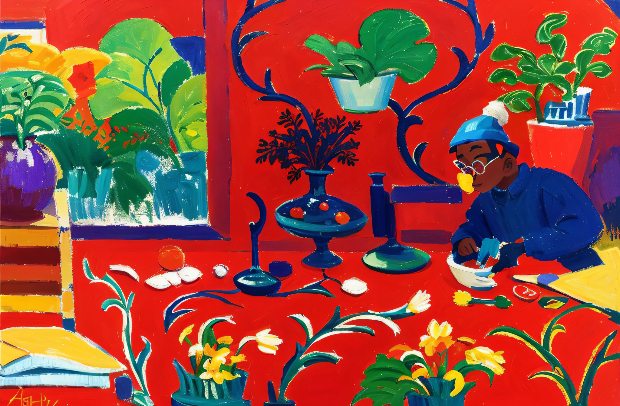 Blue Cap, Painter