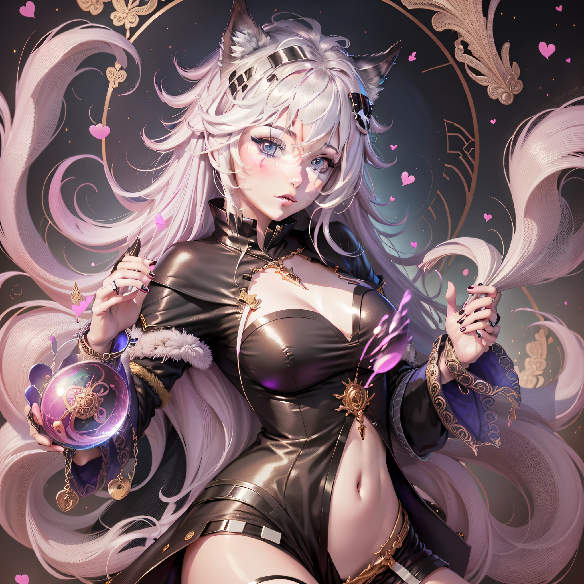 Prompt: Masterpiece } Top quality, Ultra HD, cute, pink main color, (Tarot: Lovers), (1Girl), (pink bubbles, hearts), (fan long hair), gorgeous backgrounds, (love, feathers), {beautiful composition, (character optimization)}, (studio quality), Gongbi drawing, divinity, super fine wallpaper
Model: Character CG, CFG scale: 7, Hires upscale: 1.5, LoRA: Contrast enhancement (0.3), Tarot (0.9), Fantasy (0.2)