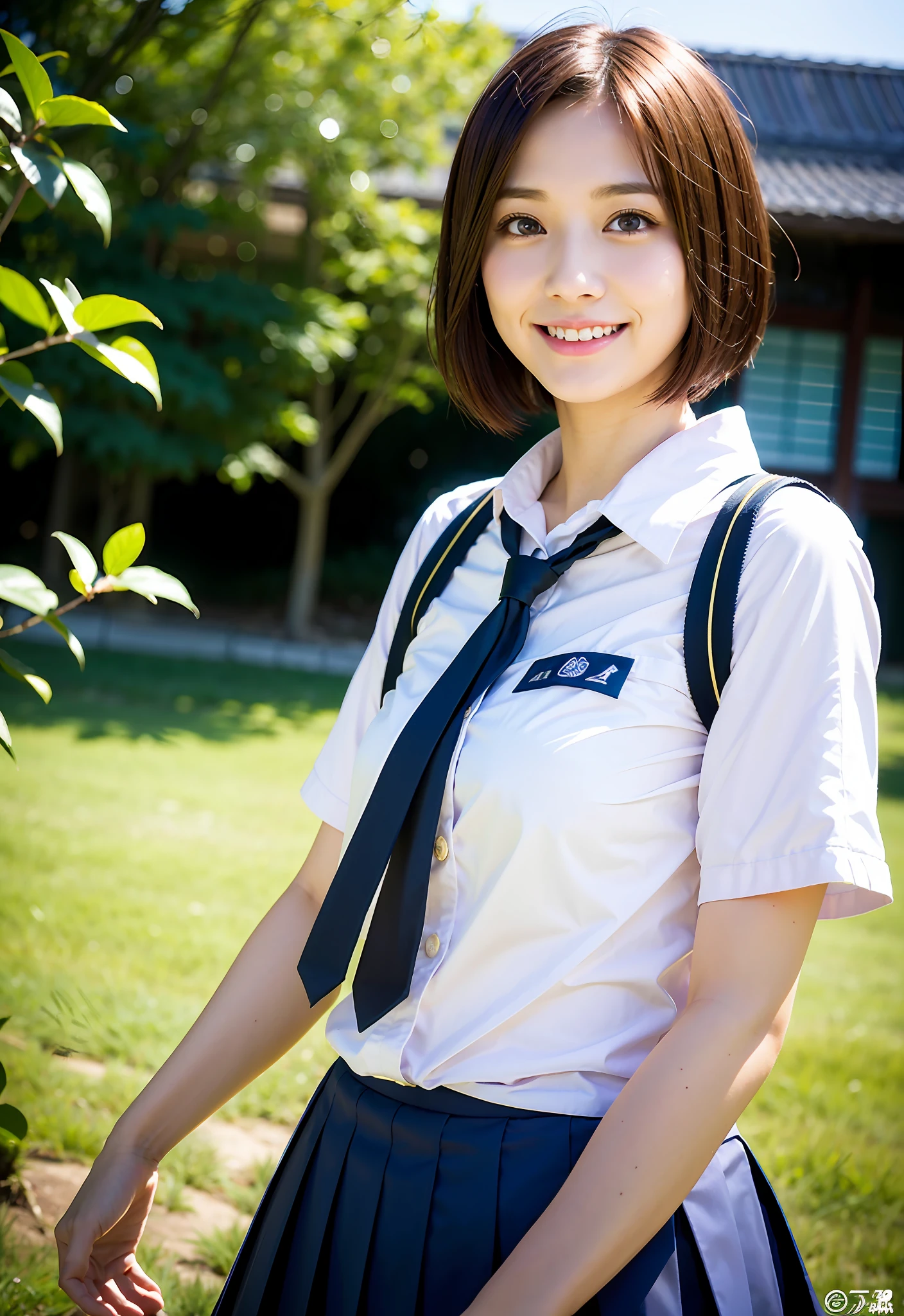 Top Quality, Ultra High Resolution, Cosplay Photo (Photorealistic: 1.4)
(1 girl in Japan), schoolgirl, idol,
((short hair)), floating hair 
Big eyes, light smile