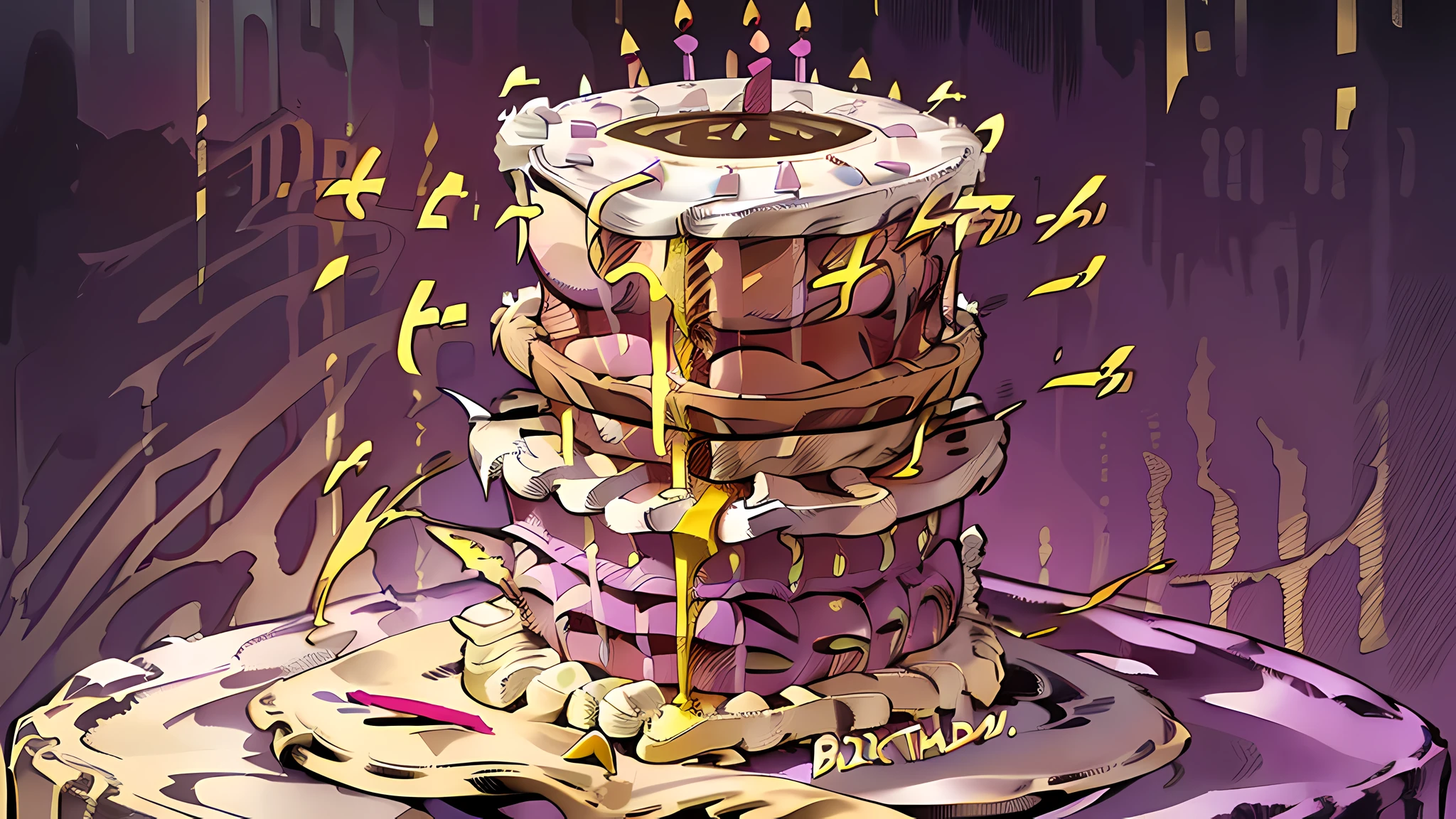 solo,Gyro_Zeppeli, (((holding a birthday cake))),illustration, masterpiece,highly detailed, hdr