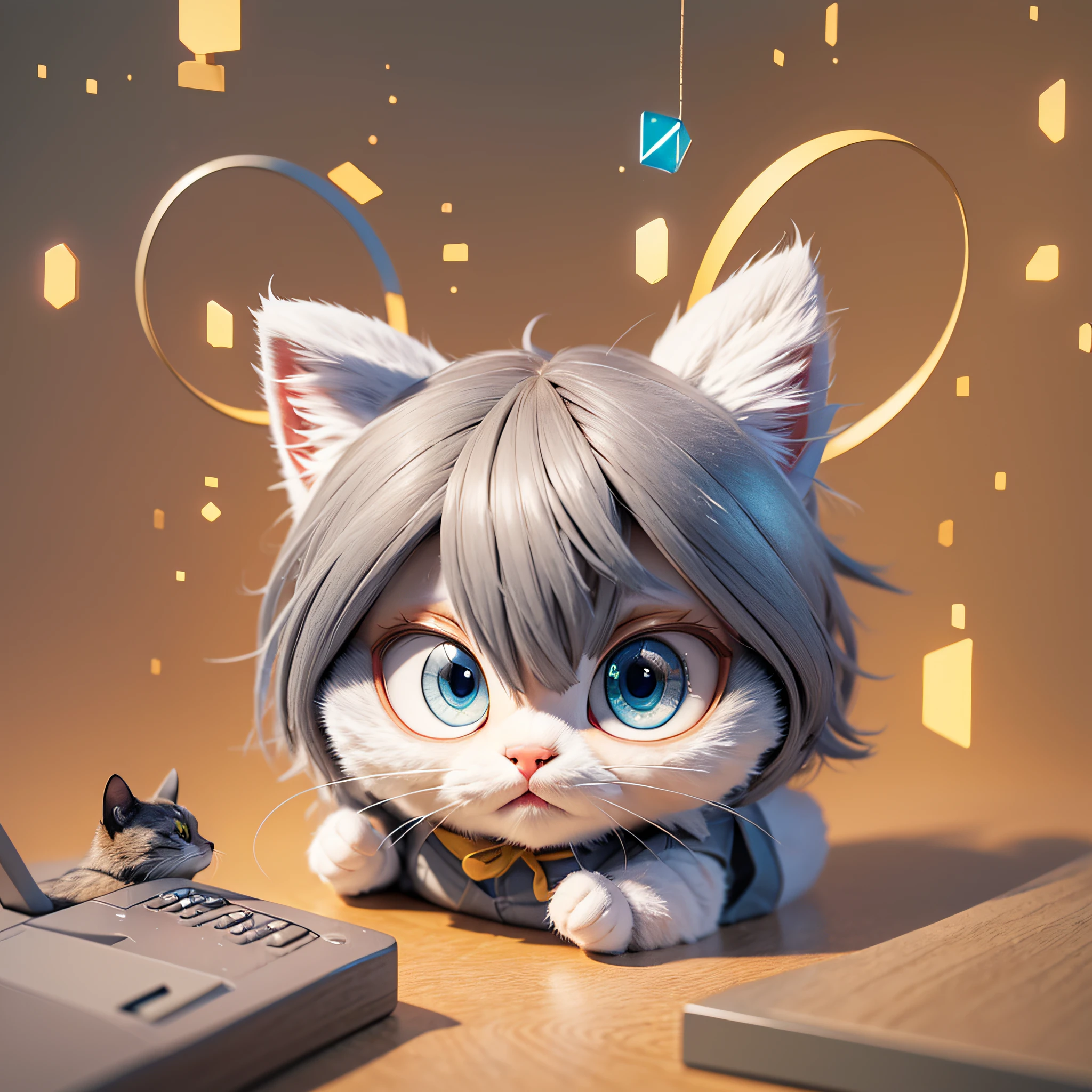 cute tiny hyperrealistic cat with Harry Potter look, chibi, adorable and fluffy, logo design, cartoon, cinematic lighting effect, charming, 3D vector art, cute and quirky, fantasy art, bokeh, hand-drawn, digital painting, soft lighting, isometric style, 4K resolution, photorealistic rendering, highly detailed clean, vector image, photorealistic masterpiece, professional photography, simple space backdrop, flat white background, isometric, vibrant vector, リズムにノリながらピアノを弾いている、 --auto --s2