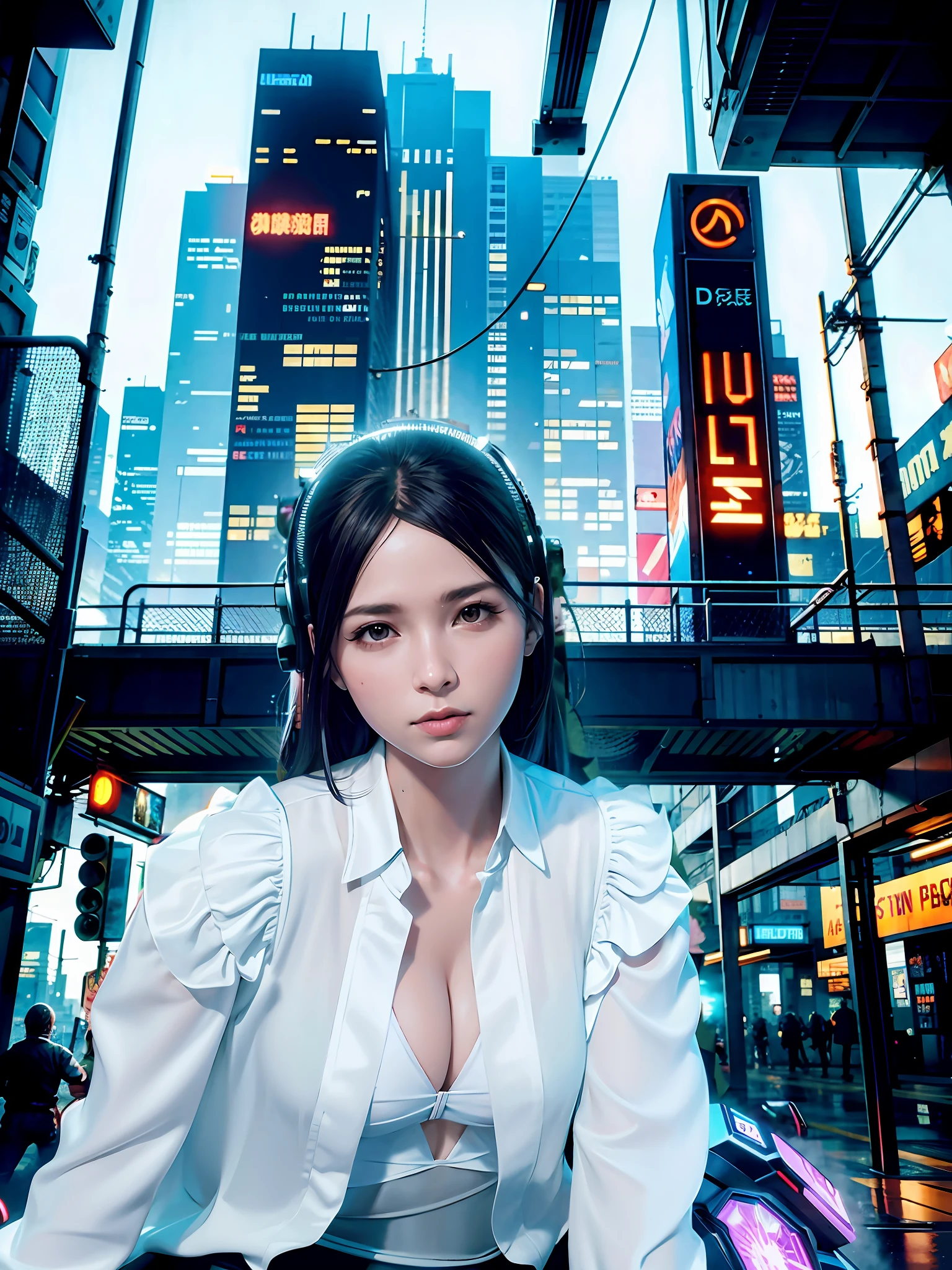 Cyberpunk scenes, ultra-clear picture quality, abandoned electronic warehouses,