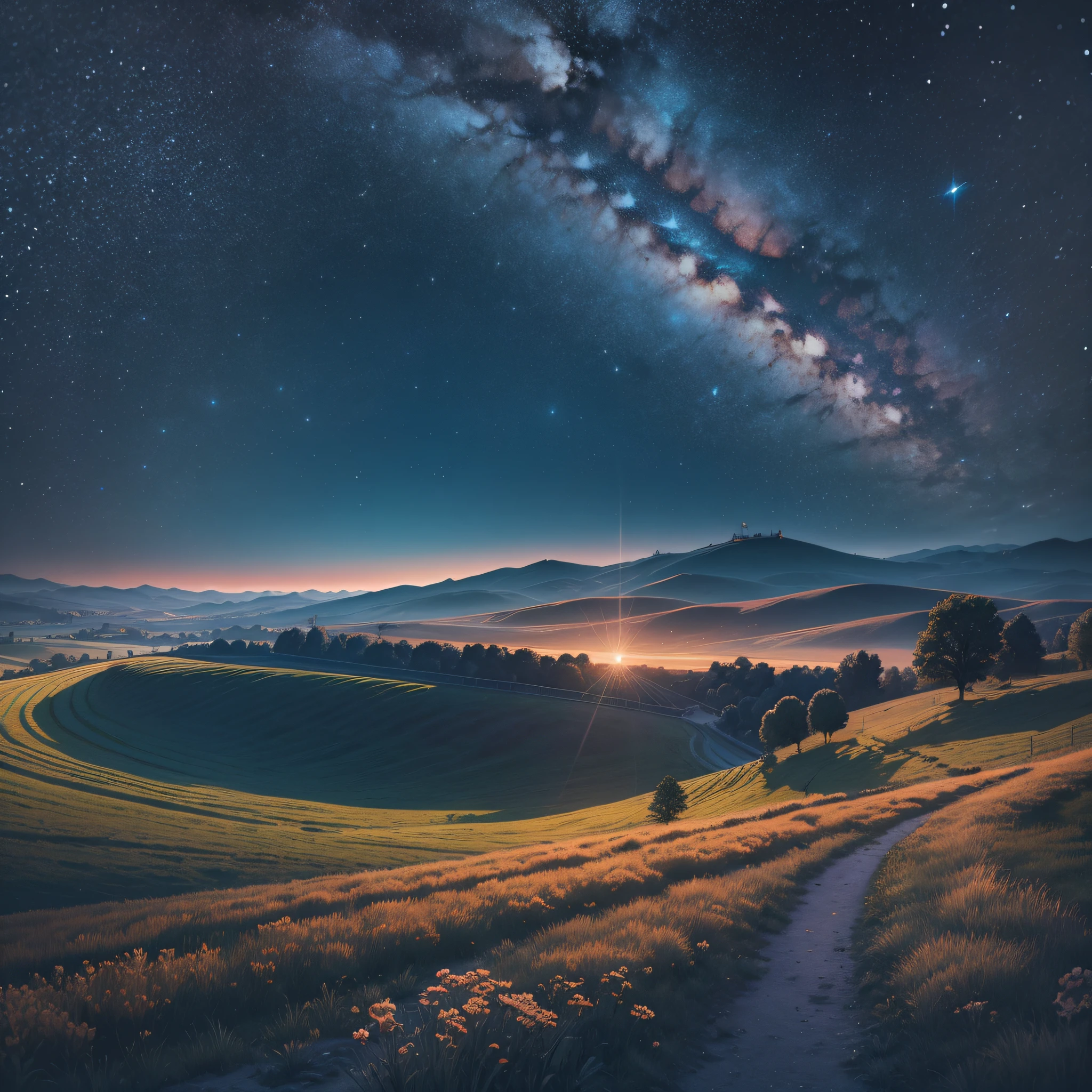 High detail, surrealism, futurism, high quality, high definition, retinal quality, countryside at night, under the stars. --auto --s2