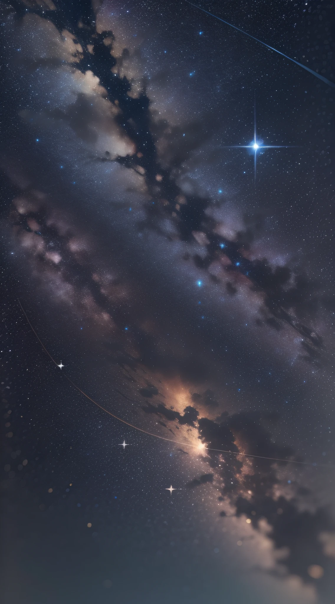Summer starry sky, stars, star tracks, night sky, rich and accurate details, mobile wallpaper, HD details
