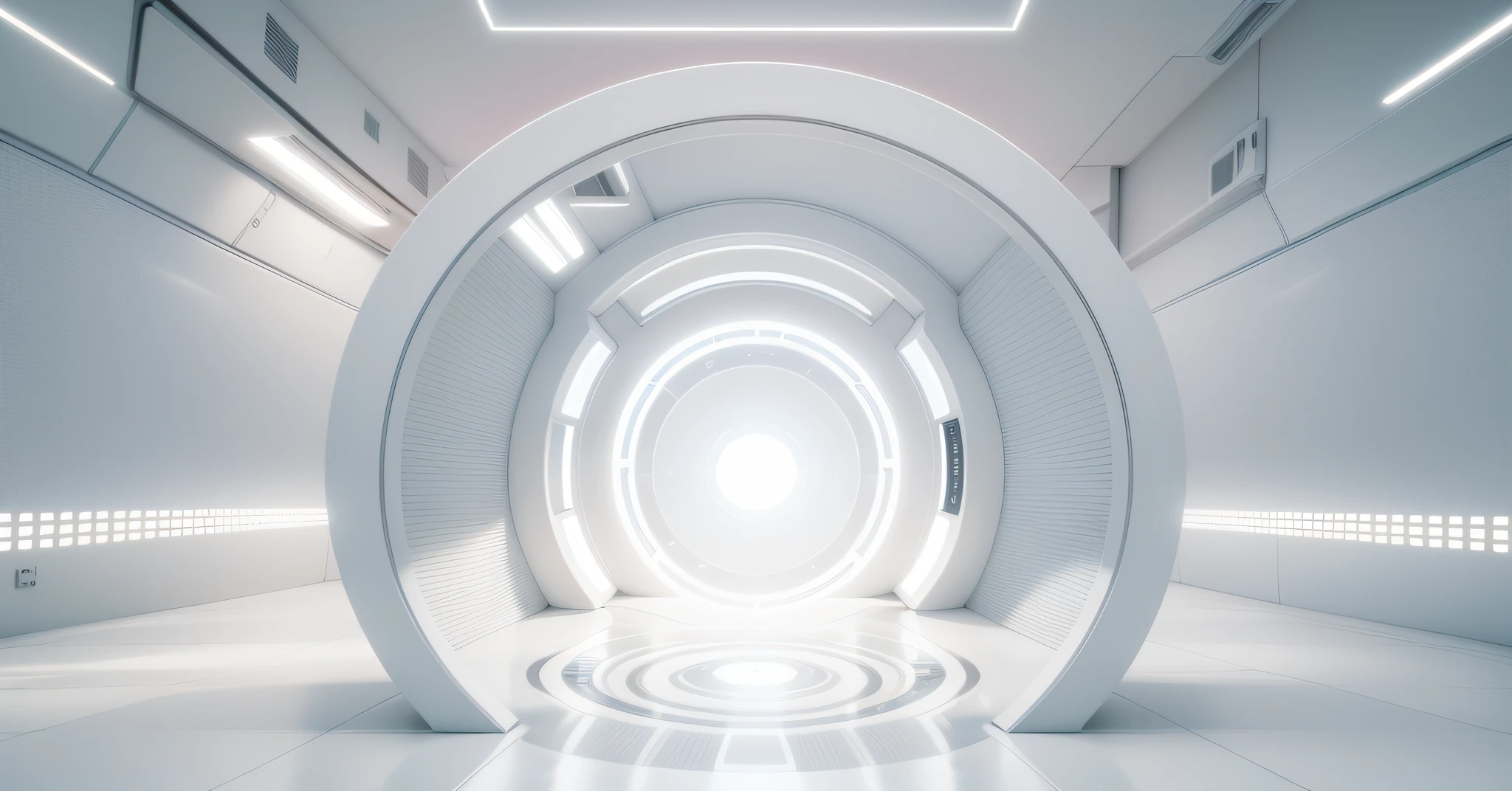 Wide and grand white futuristic AI square, white, glowing regular circular space-time tunnel, independent circle, vista, empty, light signal, circuit, transparent glass texture, 3D, bright white background, overlook, dot perspective, light color technology, masterpiece, high detail, best quality, high quality, high quality, very detailed CG unity 8k wallpaper,