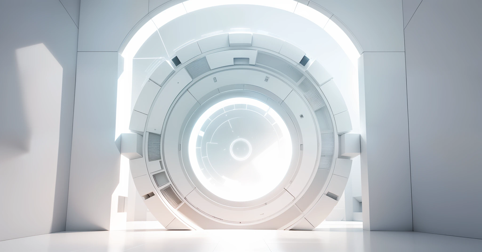 Precise structure, detailed details, masterpiece, wide and grand white futuristic AI square, white, glowing circular space-time tunnel, independent circle, vista, empty, light signal, circuit, transparent glass texture, 3D, bright white background, overlook, dot perspective, light technology, masterpiece, high detail, best quality, high quality, very detailed CG unity 8k wallpaper,