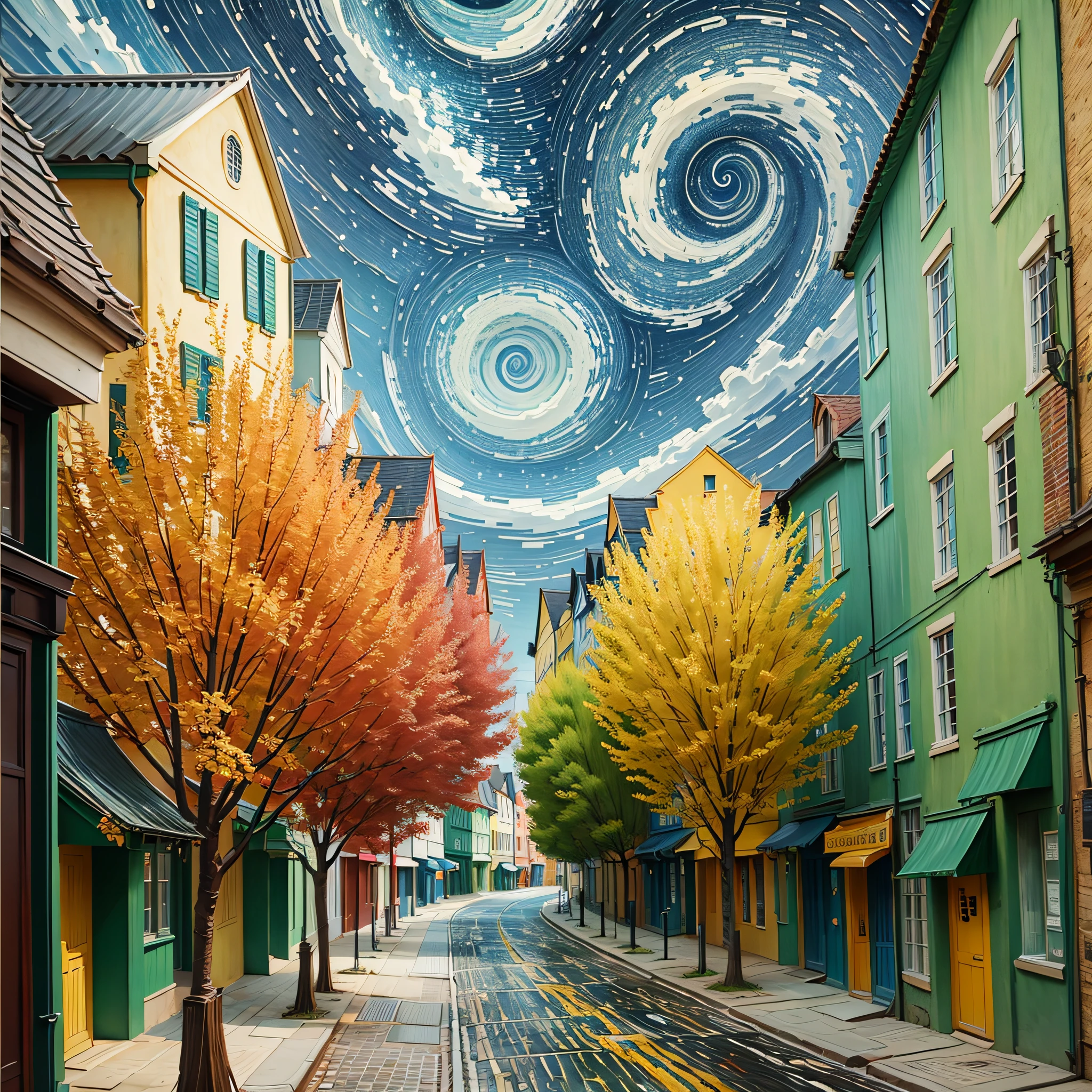 Van Gogh painting style, painted street scenes