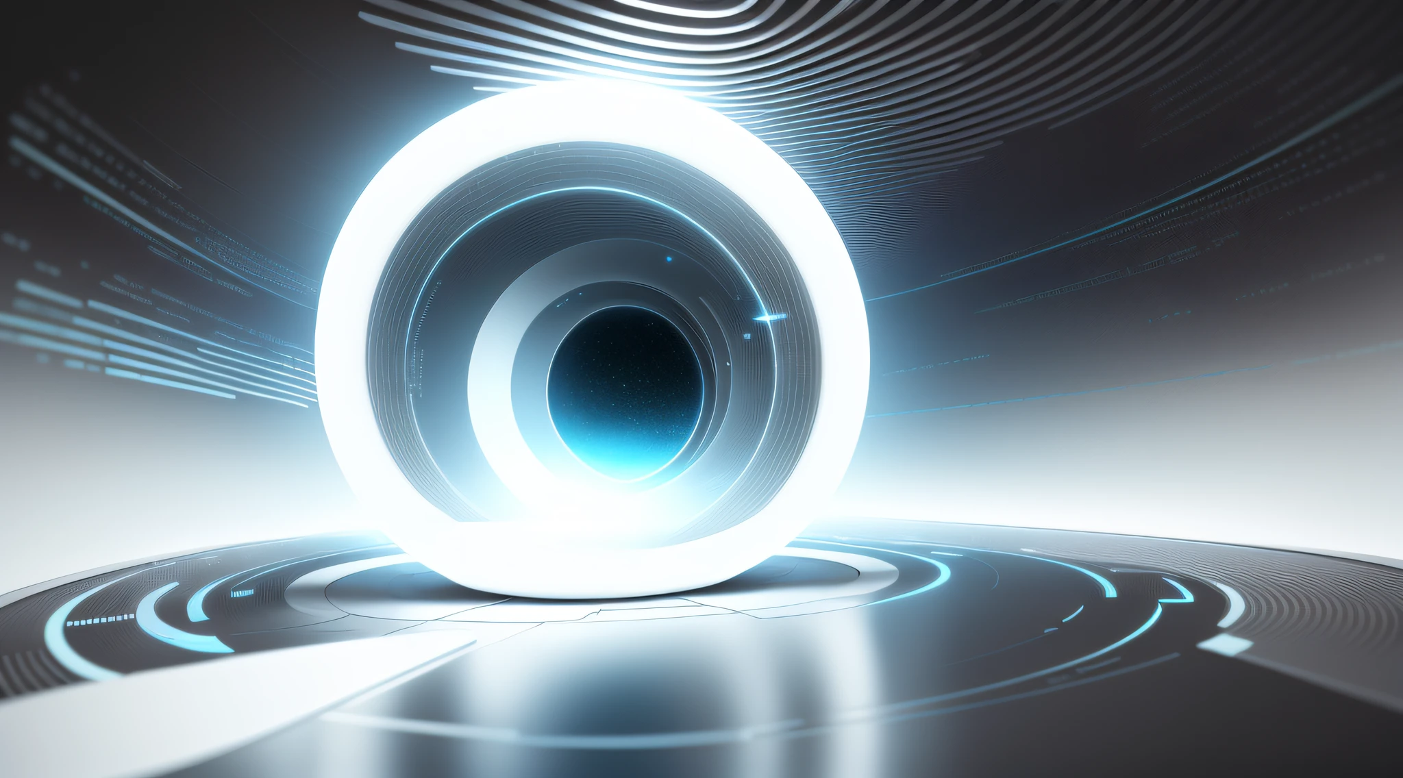 Wide and grand white futuristic AI square, glowing circular space-time tunnel, vista, empty, light signal, circuit, transparent glass texture, 3D, bright white background, overlook, dot perspective, light technology, masterpiece, high detail, best quality, high quality, very detailed CG unity 8k wallpaper,