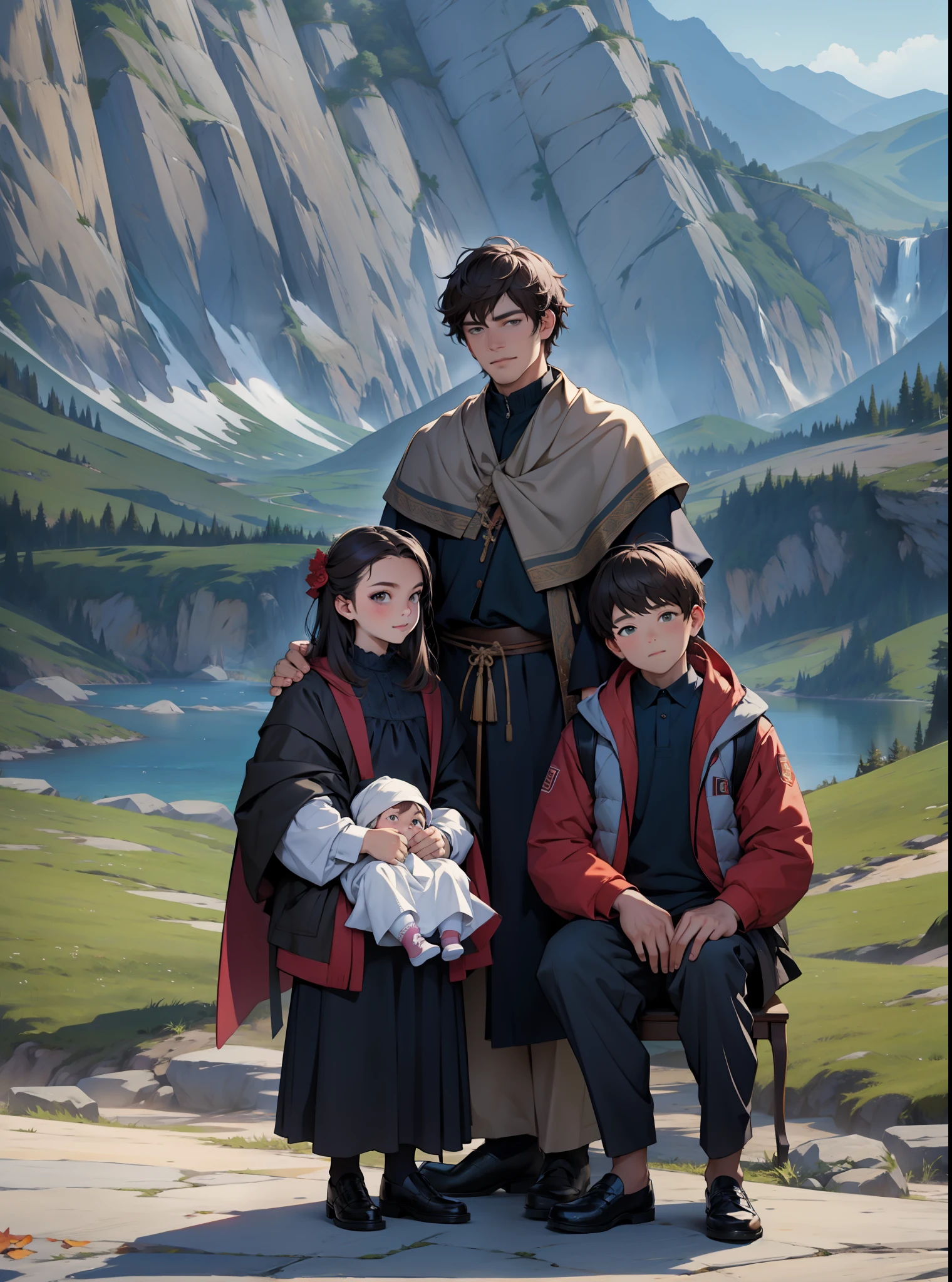 Masterpiece, best quality, 8k, family portrait