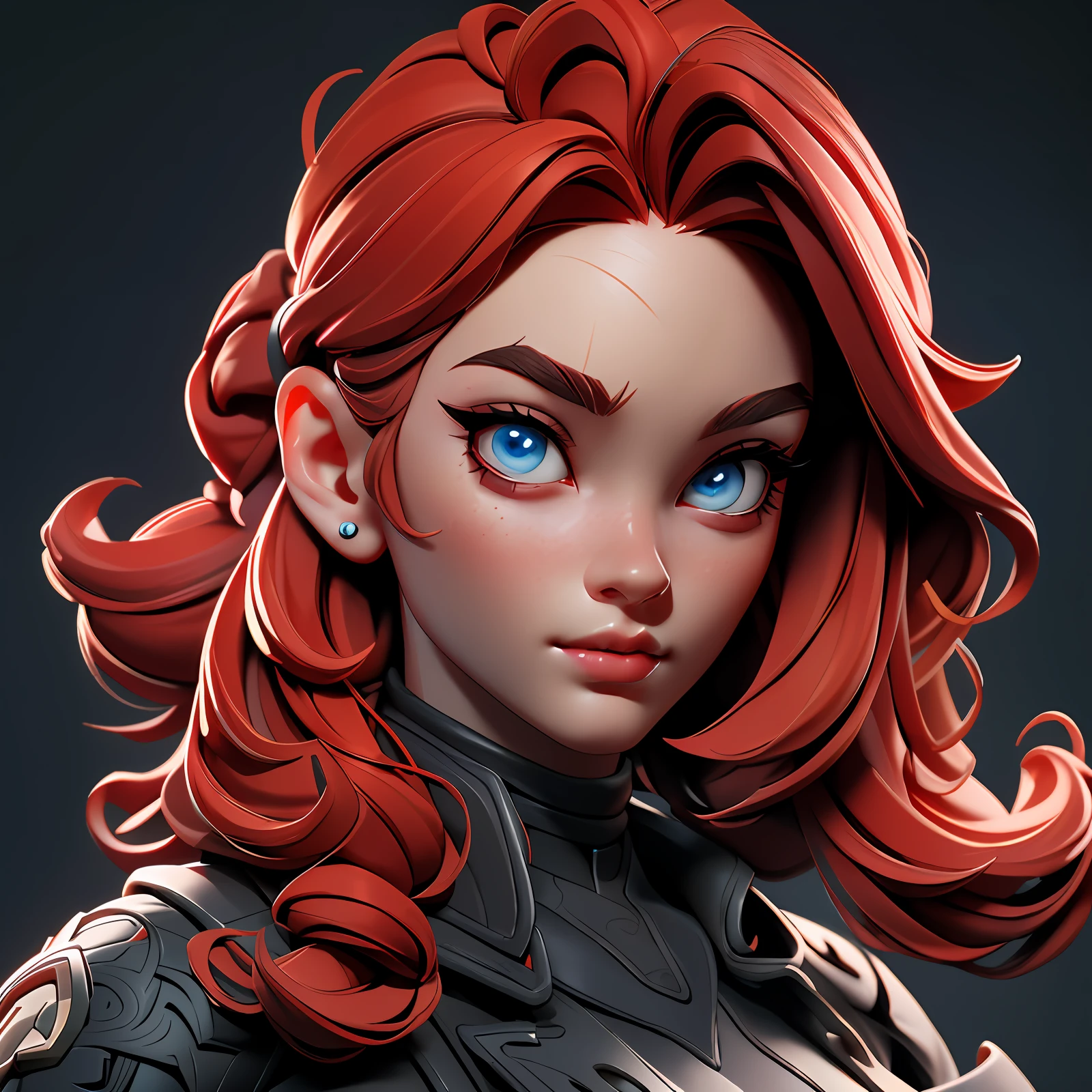 (Masterpiece), (Best Quality), (Realistic: 1.3), 8K, Detailed Skin Texture, Detailed Fabric Texture, Beautiful Detail Face, Gorgeous Eyes and Very Intricate Details, Ultra Detail, Black Widow, Pure Red Hair, Face Close-up,