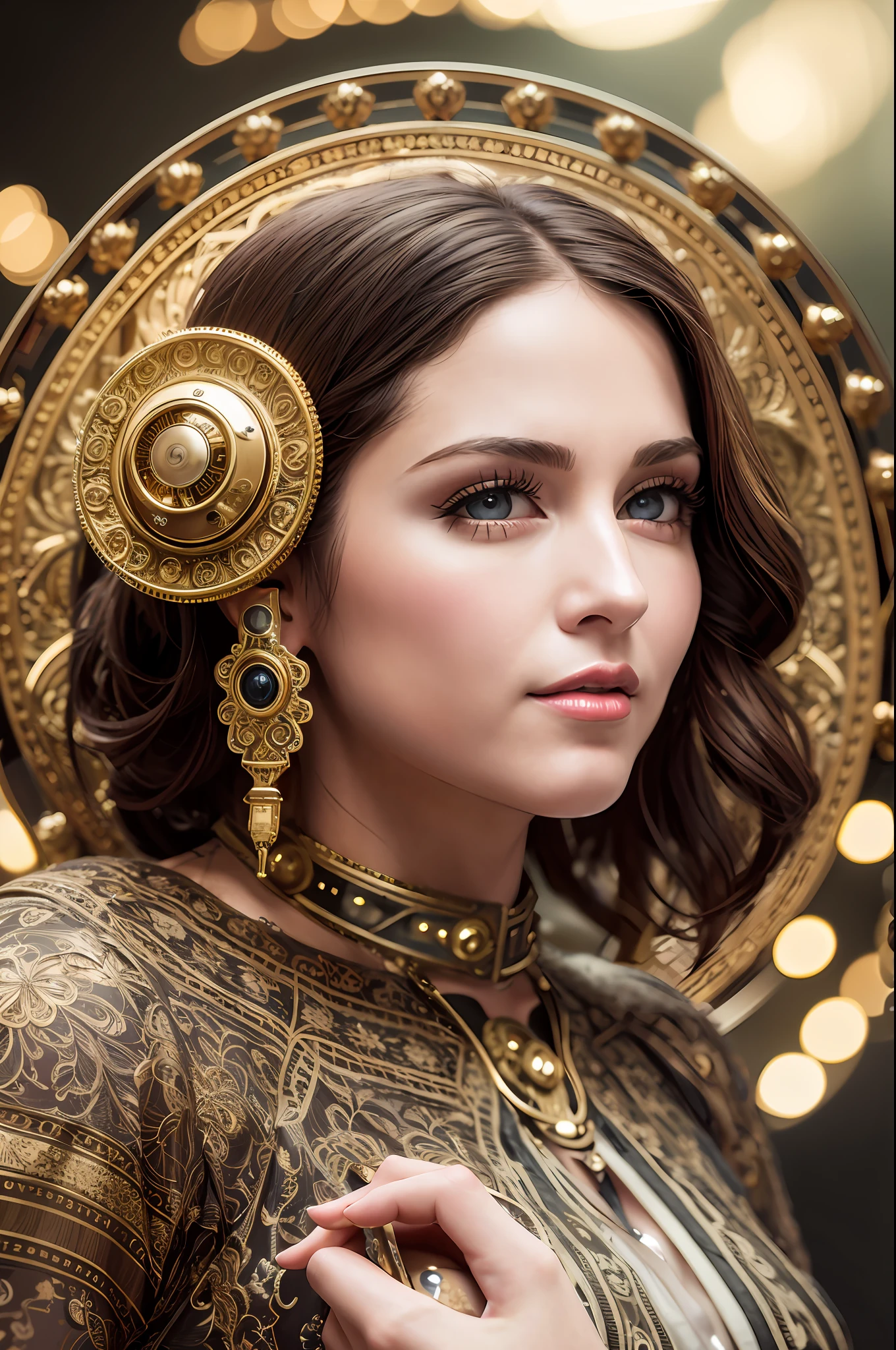 High definition picture quality, 8k photo, intricate details: 1.2, cinematic lighting, American Madonna singer, steampunk , , , , --q 1, DSLR --v 6 --s2