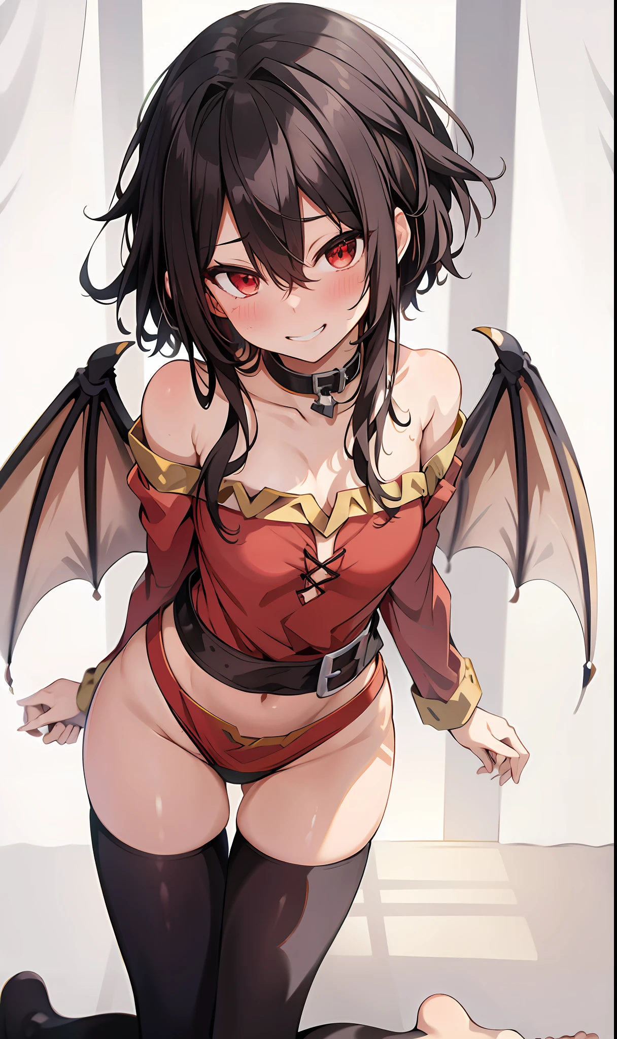Yandere face, yandere smirk, psychopathic smile, psychopathic smirk, dragon wings, yandere, full body, flying