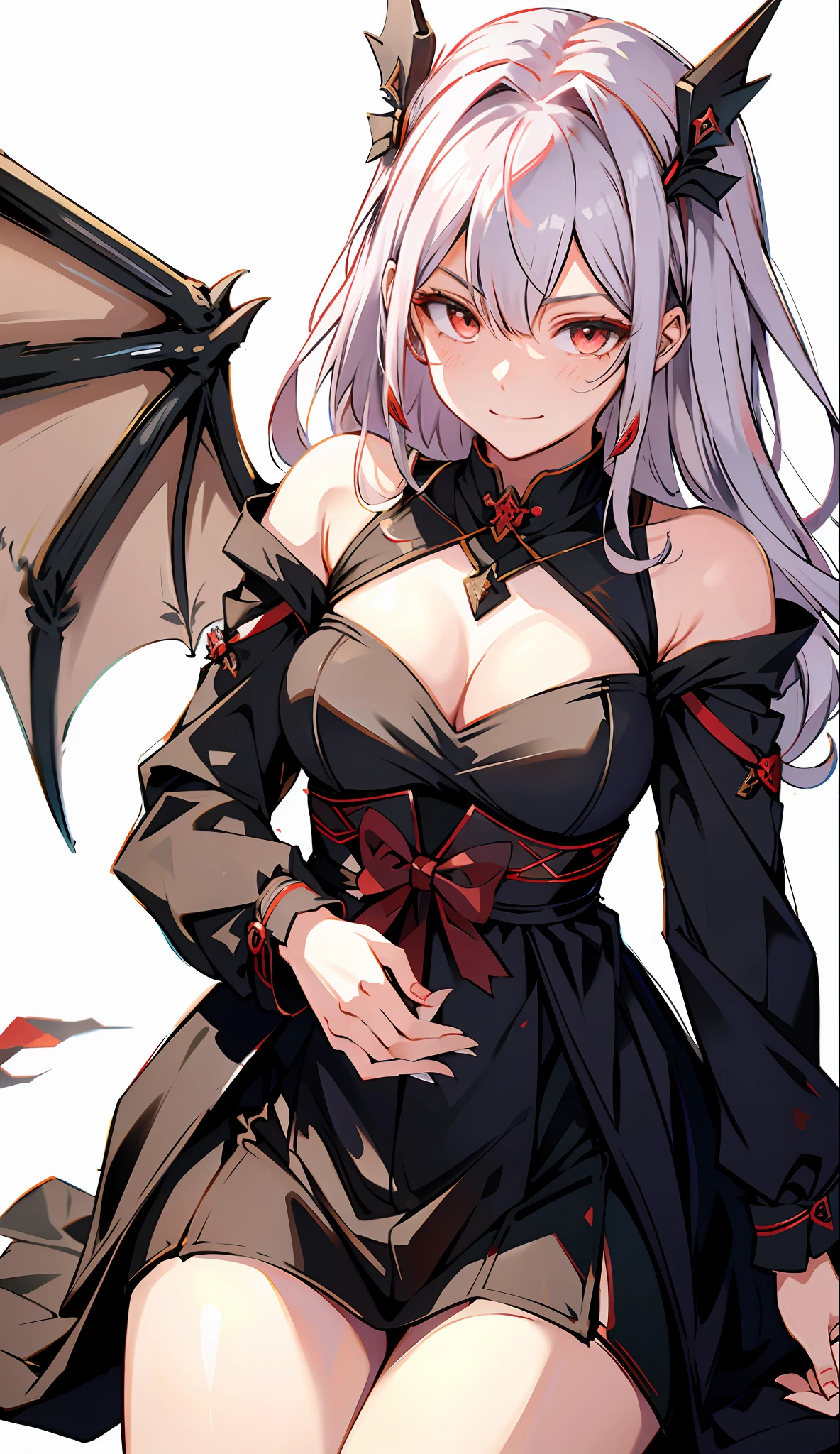Yandere face, yandere smirk, psychopathic smile, psychopathic smirk, dragon wings, yandere