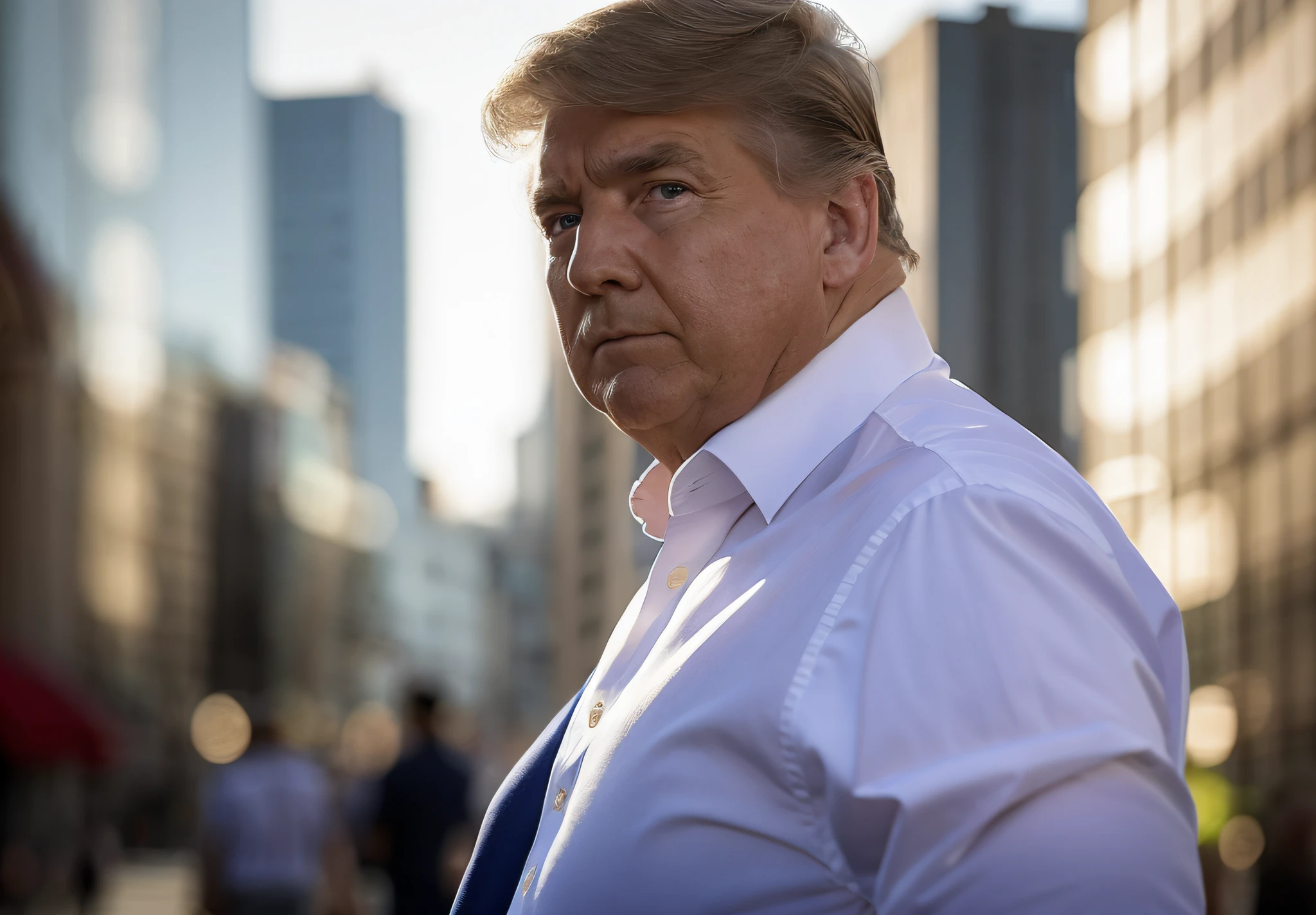 delicate, masterpiece, finely detailed, dramatic light, intricate details, extremely realistic, 1boy, fotograpy, perfect face, outdoor, cityscape, fat, american flag, maga, united states flag in the background