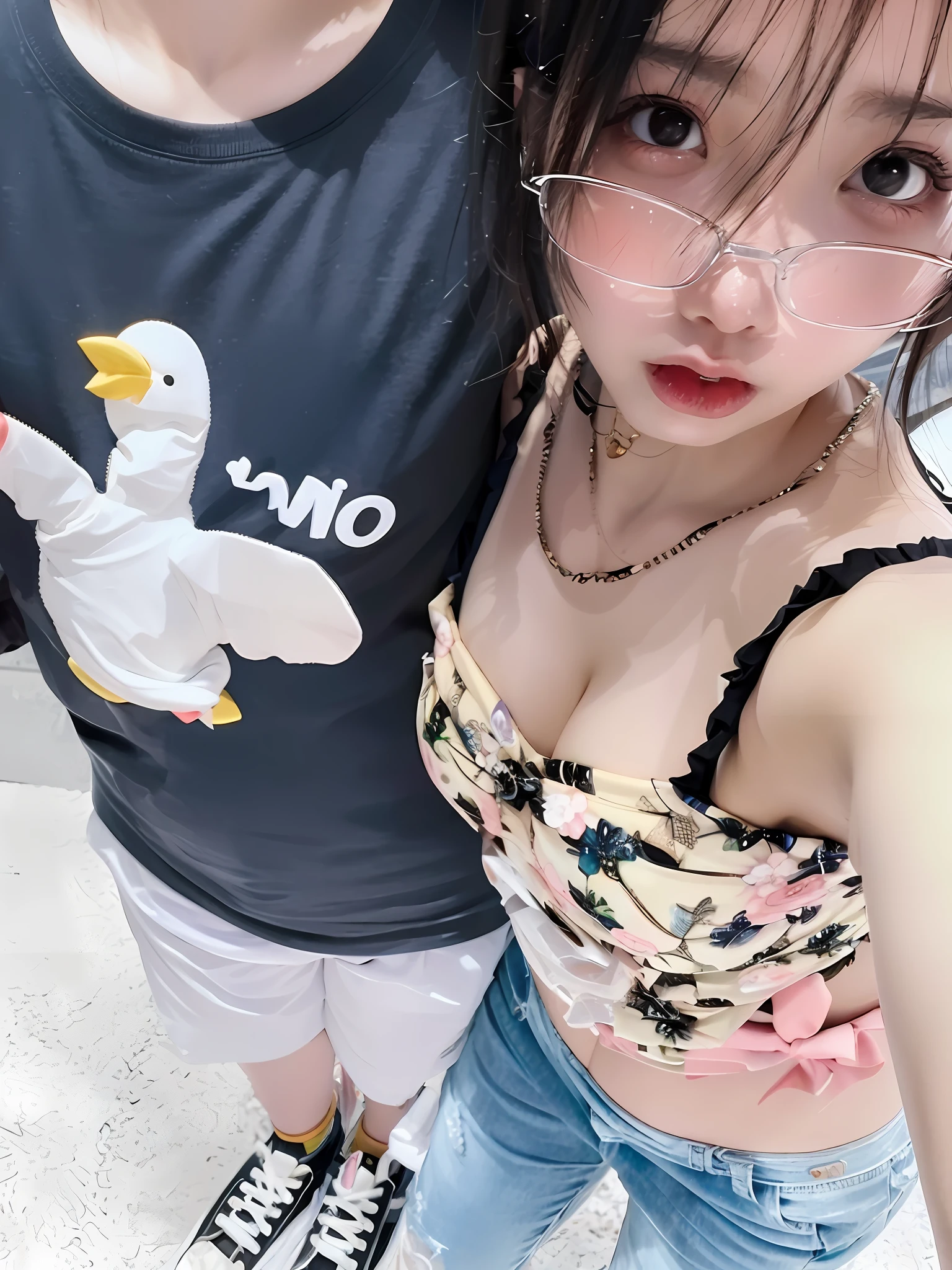 there is a young girl and a young man standing together, 🐝👗👾, uwu, chiho, 😭 🤮 💕 🎀, 🤬 🤮 💕 🎀, weibo, by INO, 🦩🪐🐞👩🏻🦳, profile image, couple, 🚿🗝📝, tumblr, h. u. d