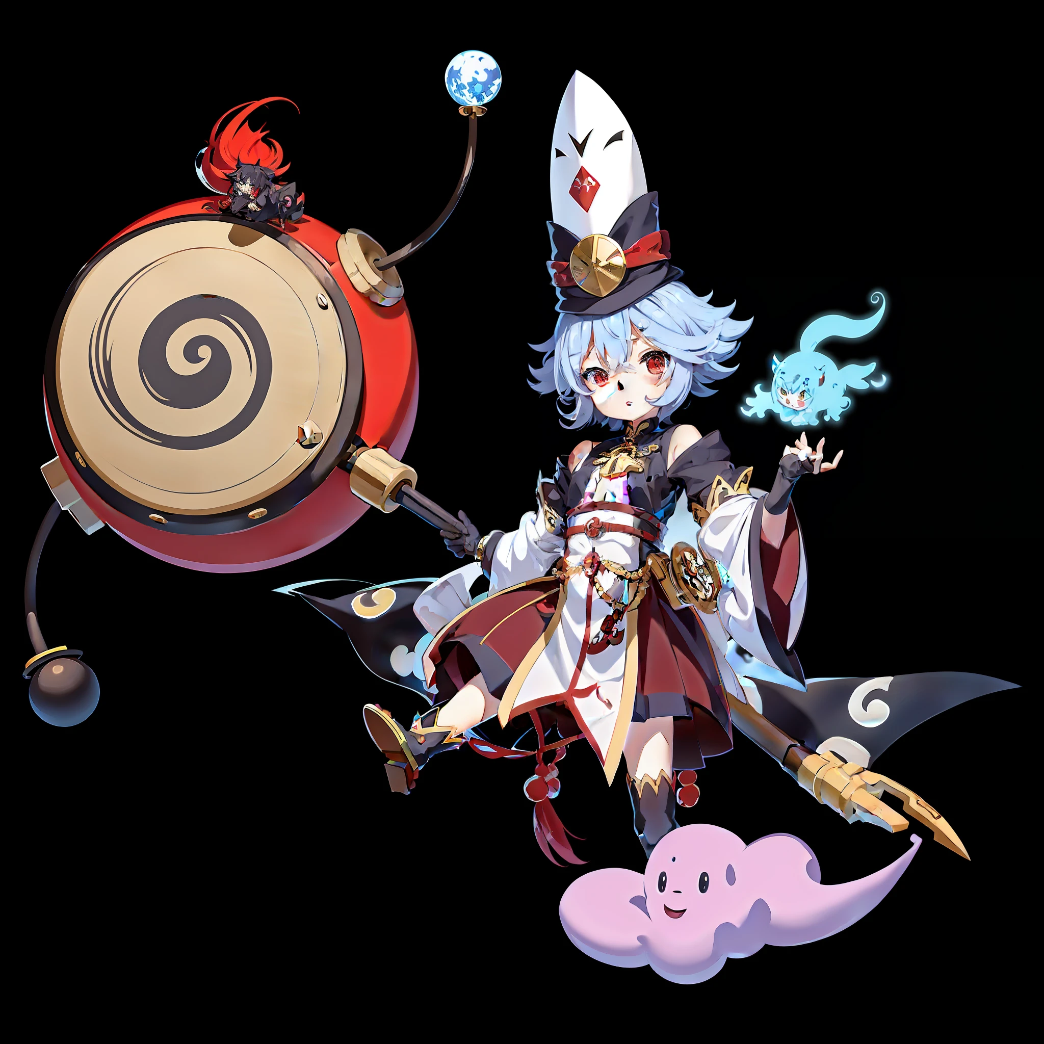 Anime S-Diffusion Scroll: The mount hovers over the maple leaf, the Onmyoji and the mechanized wizard girl and the epic mage girl fly in the air, the artistic style details are more detailed, the colors are vivid, the posture is vivid, the portrait is richly layered, the picture has Dulyst style elements, and one of them looks like the caller, the other half is megumin, and there is a powerful plump witch, the picture is full of magic and fantasy.