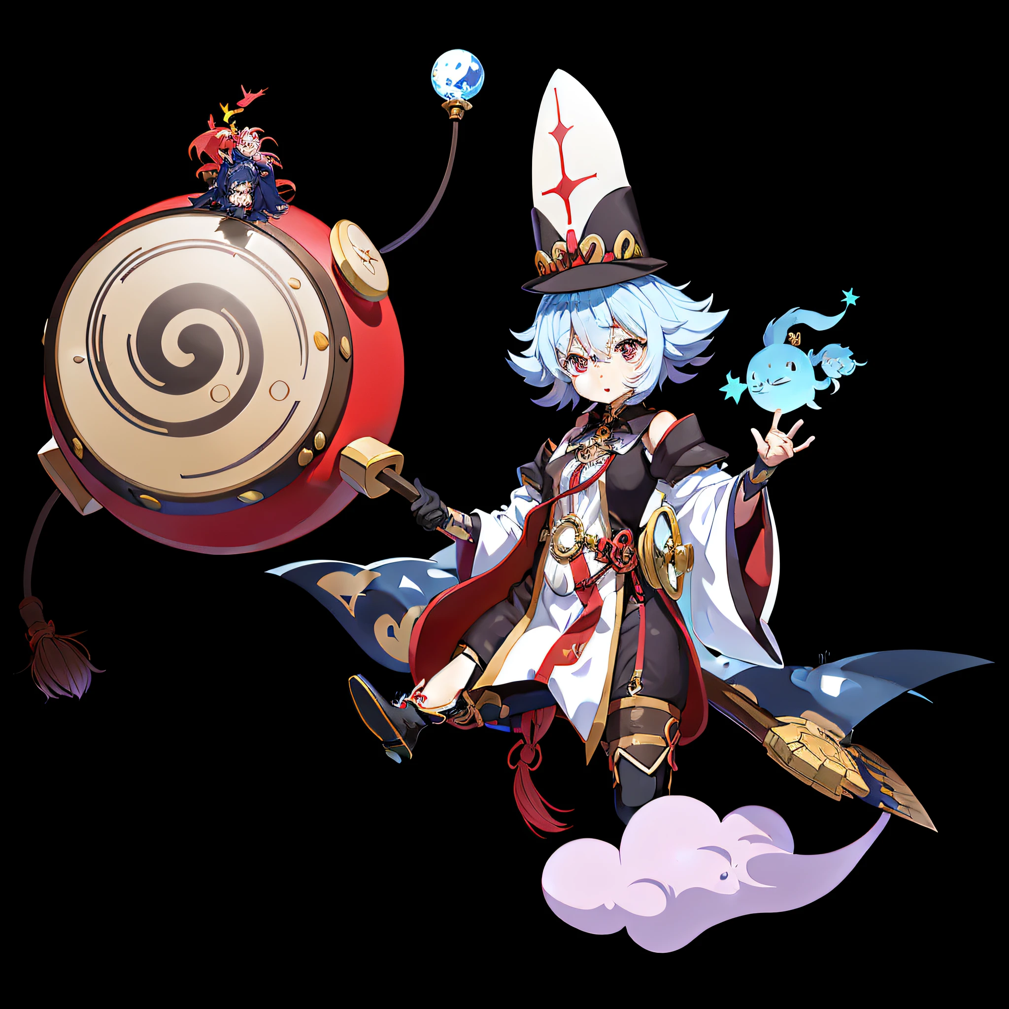 Anime S-Diffusion Scroll: The mount hovers over the maple leaf, the Onmyoji and the mechanized wizard girl and the epic mage girl fly in the air, the artistic style details are more detailed, the colors are vivid, the posture is vivid, the portrait is richly layered, the picture has Dulyst style elements, and one of them looks like the caller, the other half is megumin, and there is a powerful plump witch, the picture is full of magic and fantasy.