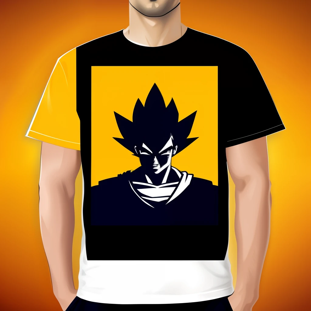Create T-shirt prints for a collection about artificial intelligence in the style of the dragon ball z drawing