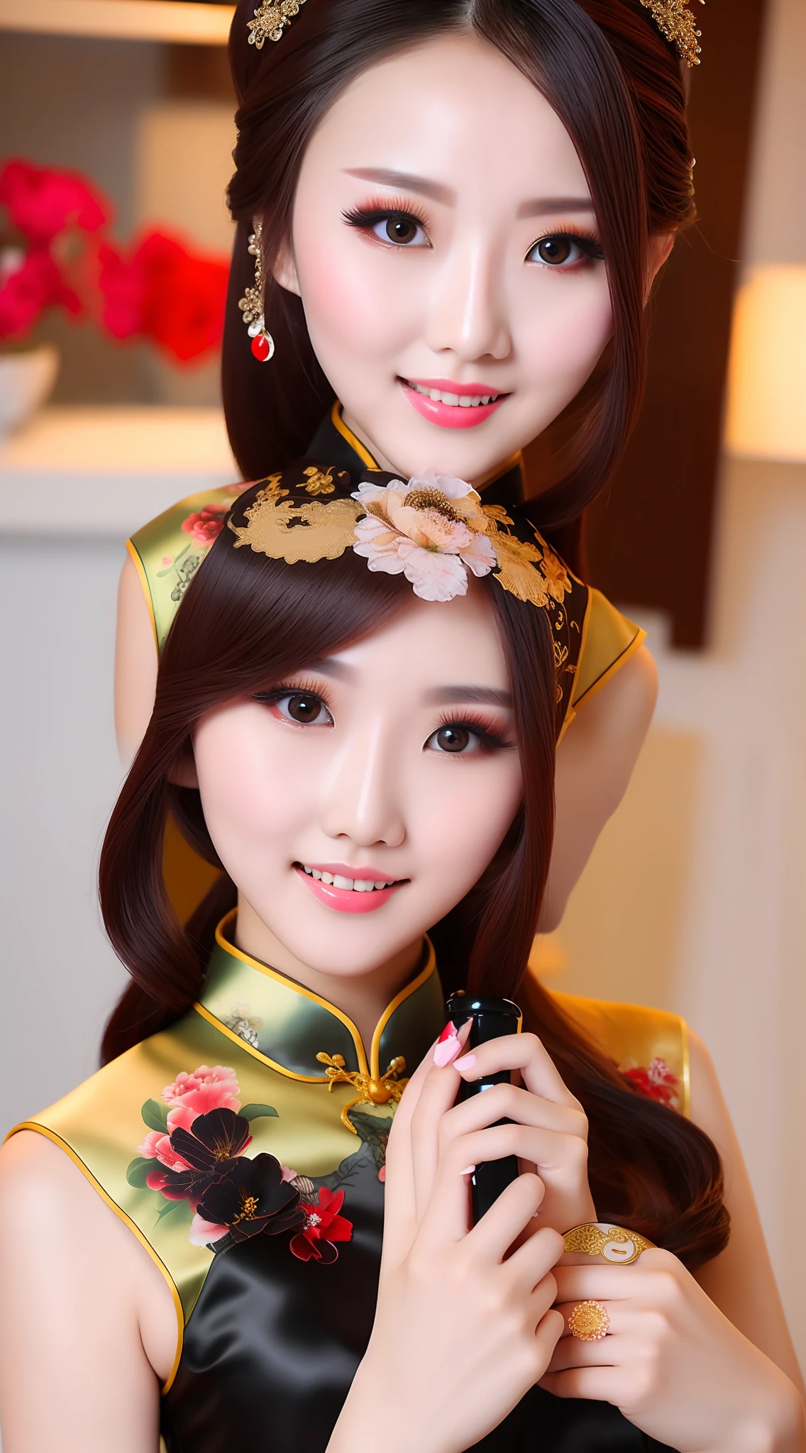 Costume, cheongsam, beauty, temperament, sexy, delicate facial features, glamorous goddess