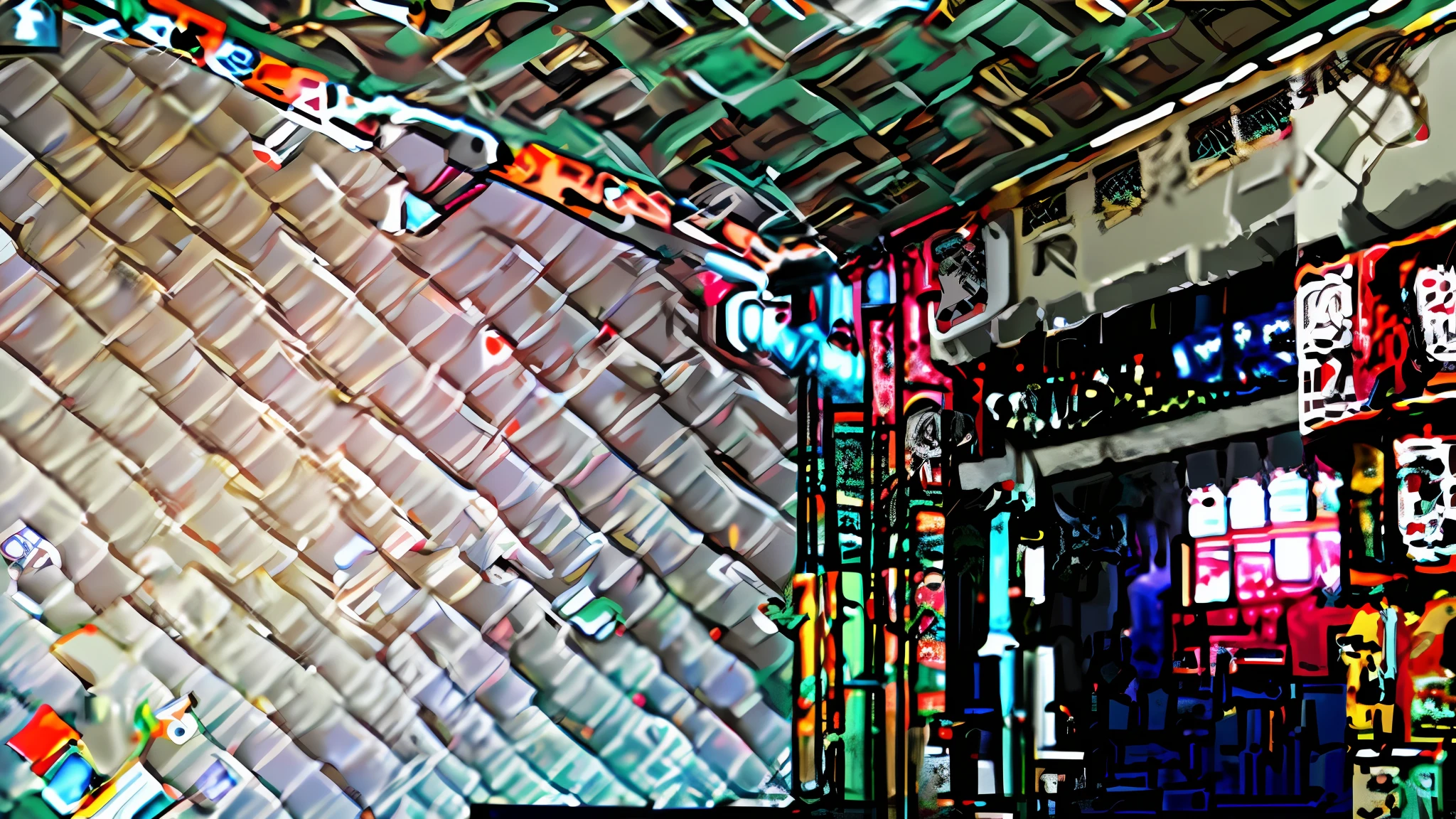 Off-white tones, noise, errors, add a noticeable surveillance, infrared light spot