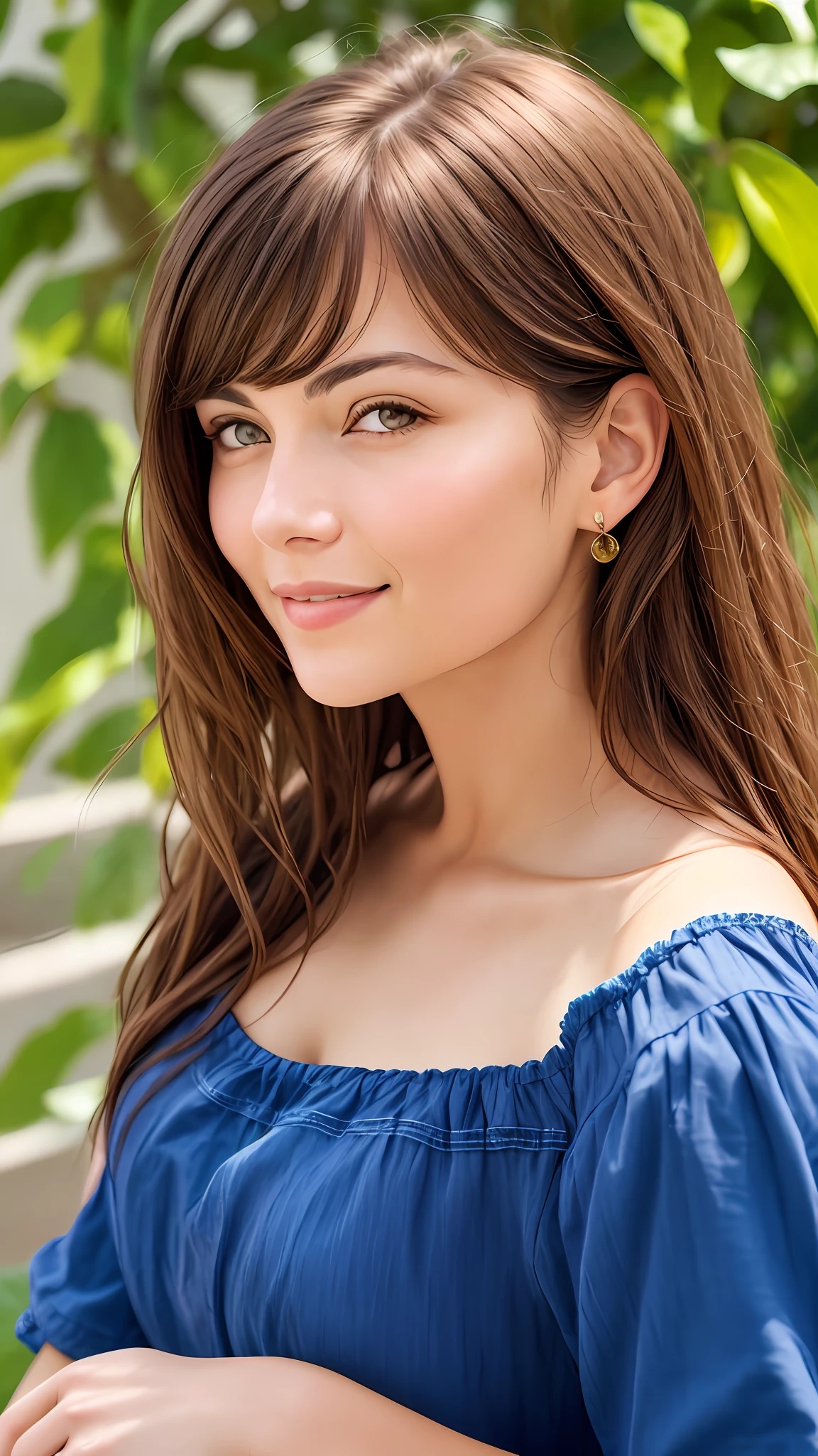 best quality, masterpiece, a head shot portrait of a woman wearing summer dress, front