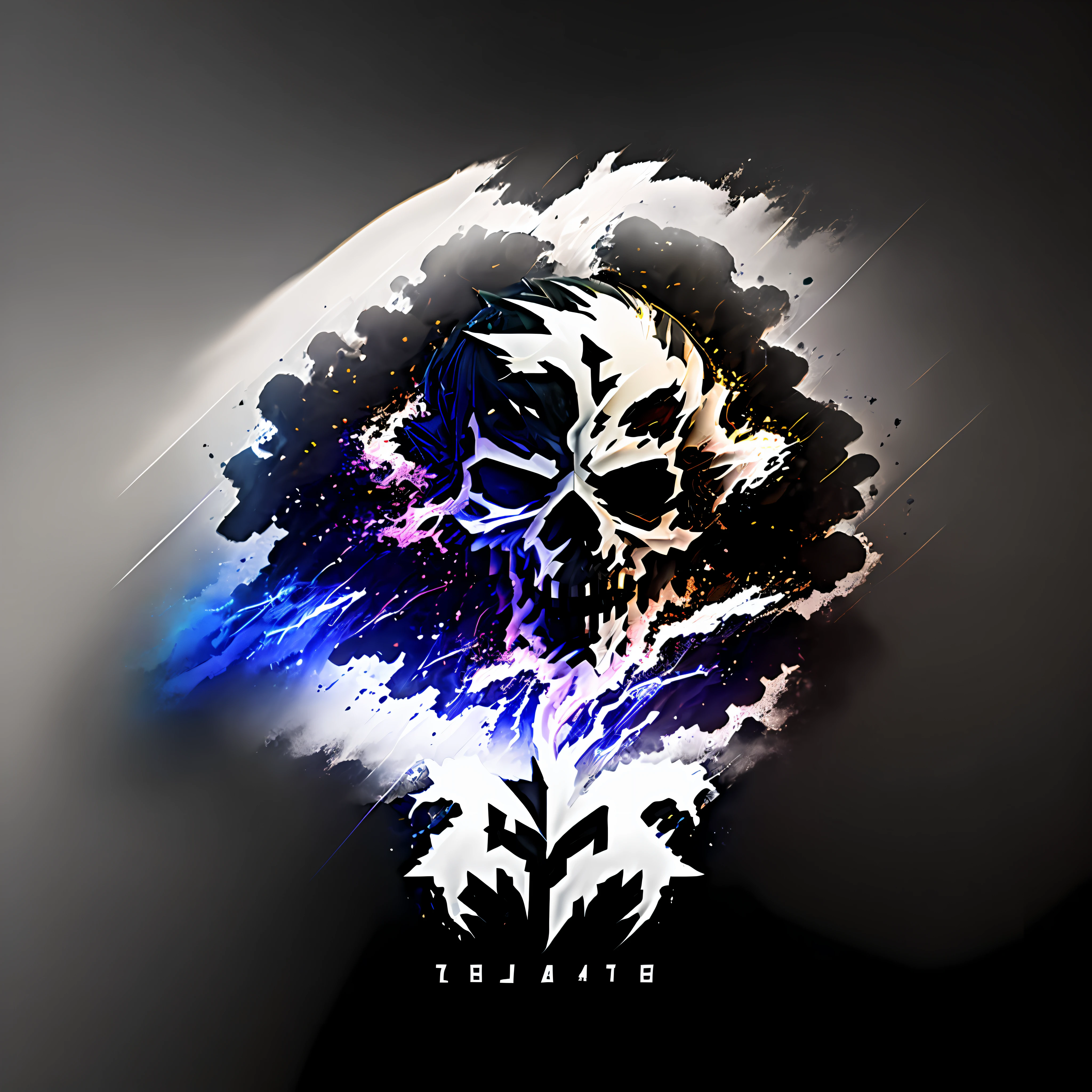 CREATE A SYMBOL FOR AN ESPORTS TEAM, A SKULL WITH LIGHTNING PASSING THROUGH IT AND THUNDER, WITH A BLACK BACKGROUND