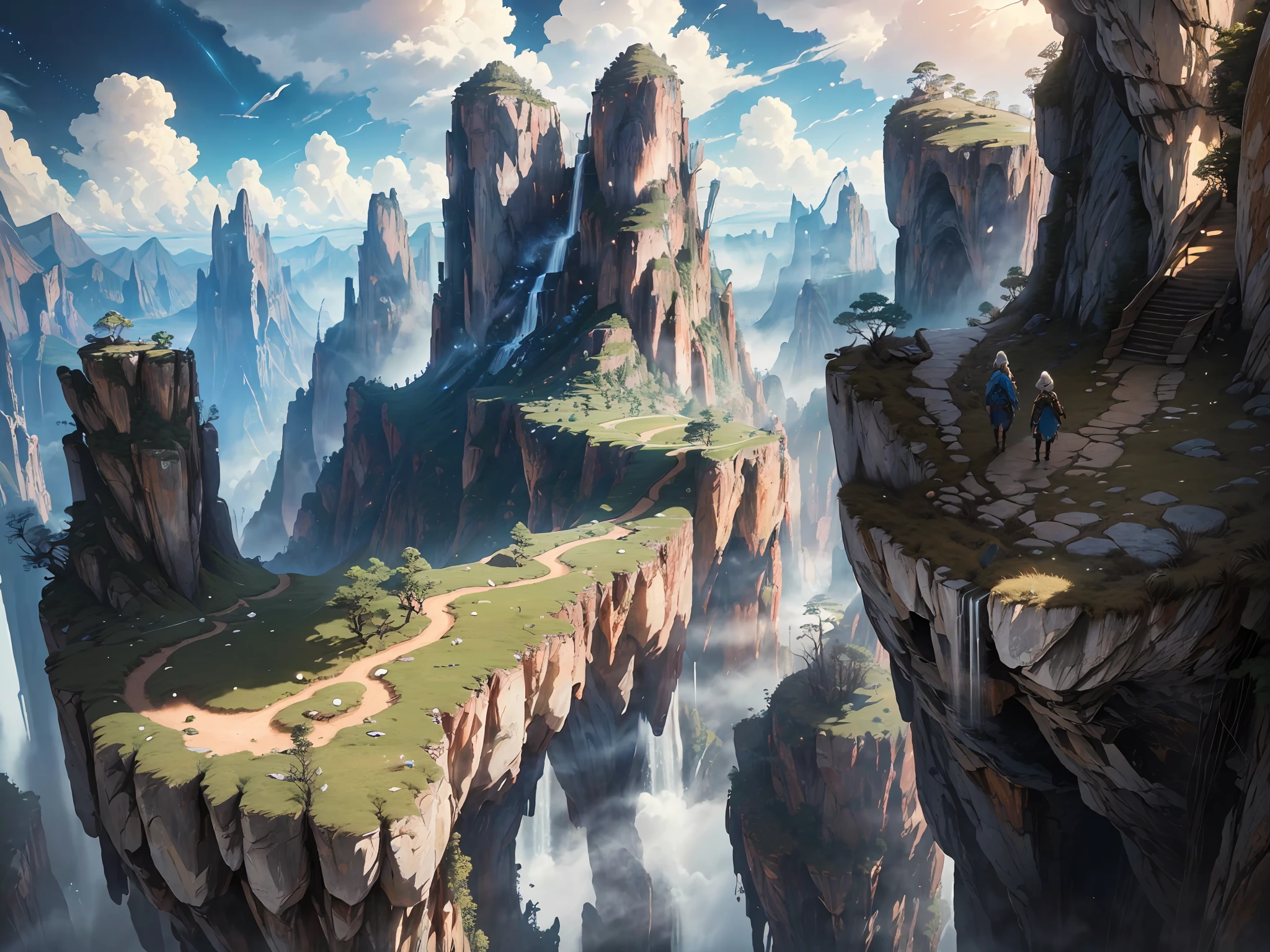 (extremely detailed CG unity 8k wallpaper, masterpiece, best quality, ultra-detailed),(fantasy style:1.3, epic landscape, high resolution),(stunning environment:1.3, breathtaking vista:1.2, captivating scenery:1.2, journey), (endless possibilities:1.2, adventure), wide shot, dynamic angle, Volumetric light, HDR effect.
