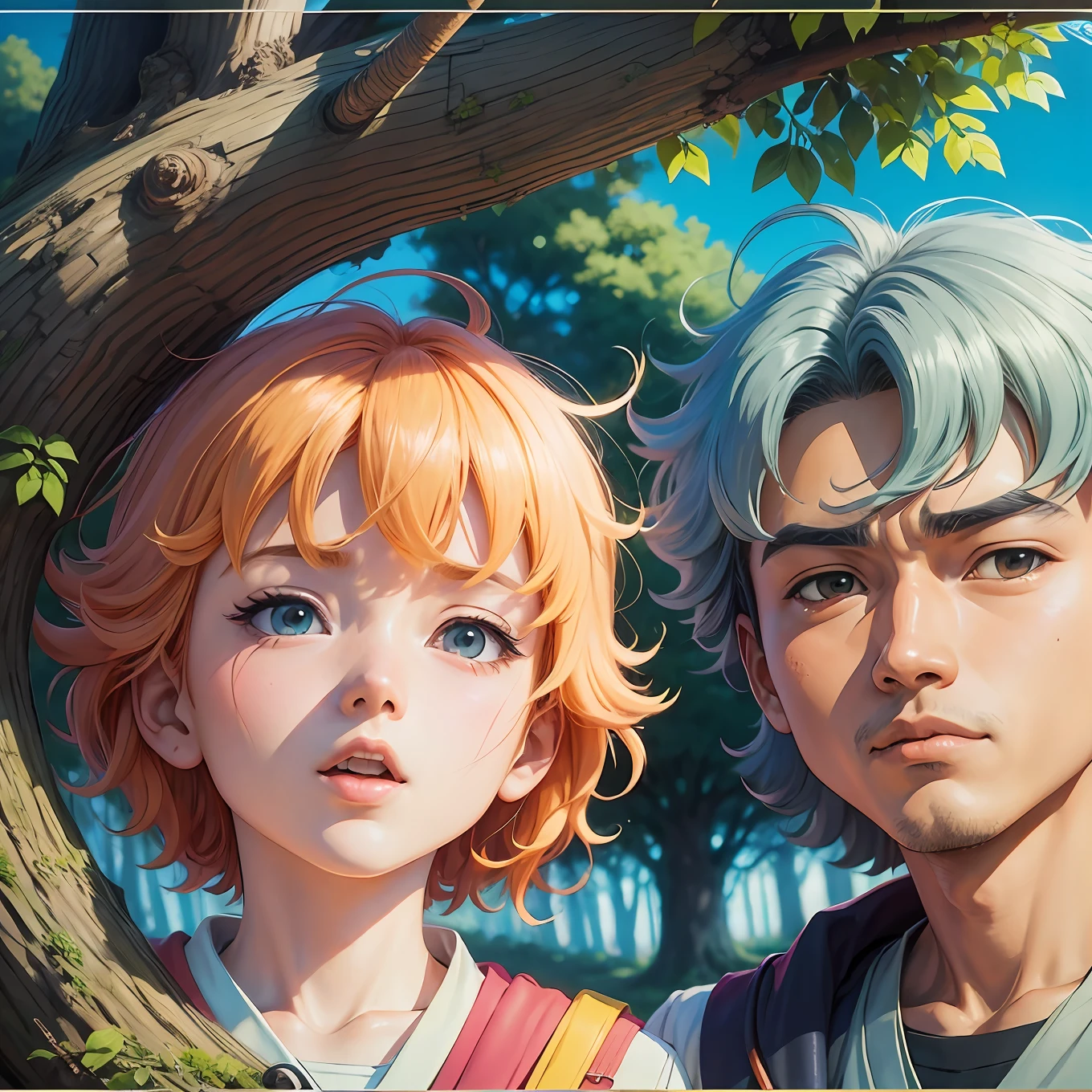 90s anime retro anime screenshot happy schoolboy summer stay on the natural tree background, hayao Miyazaki, close-up, Studio Ghibli's anime masterpiece style, Akira Toriyama, James Gilead, Genshin Shock, trend pixiv fan box, acrylic palette knife, 4K, bright colors, trend of art station, low detail -ar 9:16 -v 5.1 --auto --s2