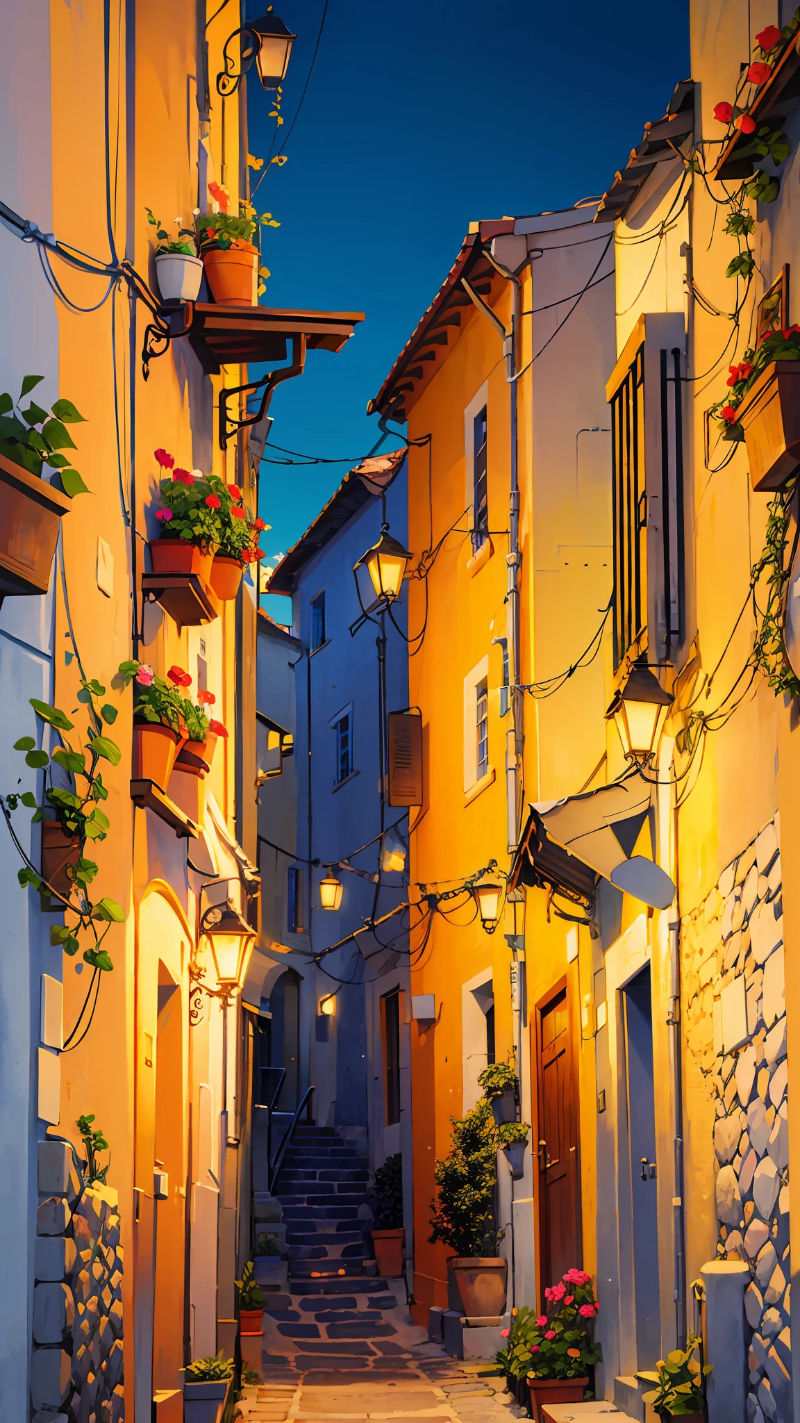 illustration:10, masterpiece,best quality,Alberobello town, Italy,evening sun, houses, trees, lights, stone paths, streetslora:watercolorStylev10:035EasyNegative --auto --s2