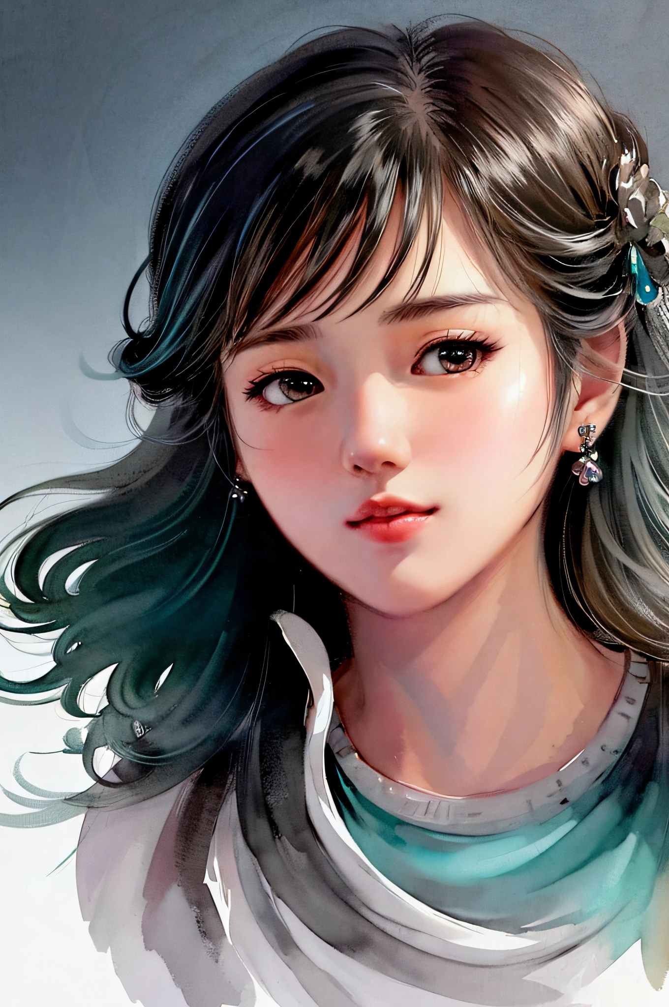 stechu,(white background:1.4), ((tachi-e)), original,(illustration:1.1),(best quality),(masterpiece:1.1),(extremely detailed CG unity 8k wallpaper:1.1), (colorful:0.9),(panorama shot:1.4),(solo:1.2), (ink splashing),(color splashing),((watercolor)), clear sharp focus,{ 1girl standing },((korean style )),flower background,outdoors,rocks, looking at viewer, make happy expressions,soft smile,pure,beautyfull detailed face and eyes,beautyfull intricacy clothing decorative pattern details, black hair,black eyes,colorwater