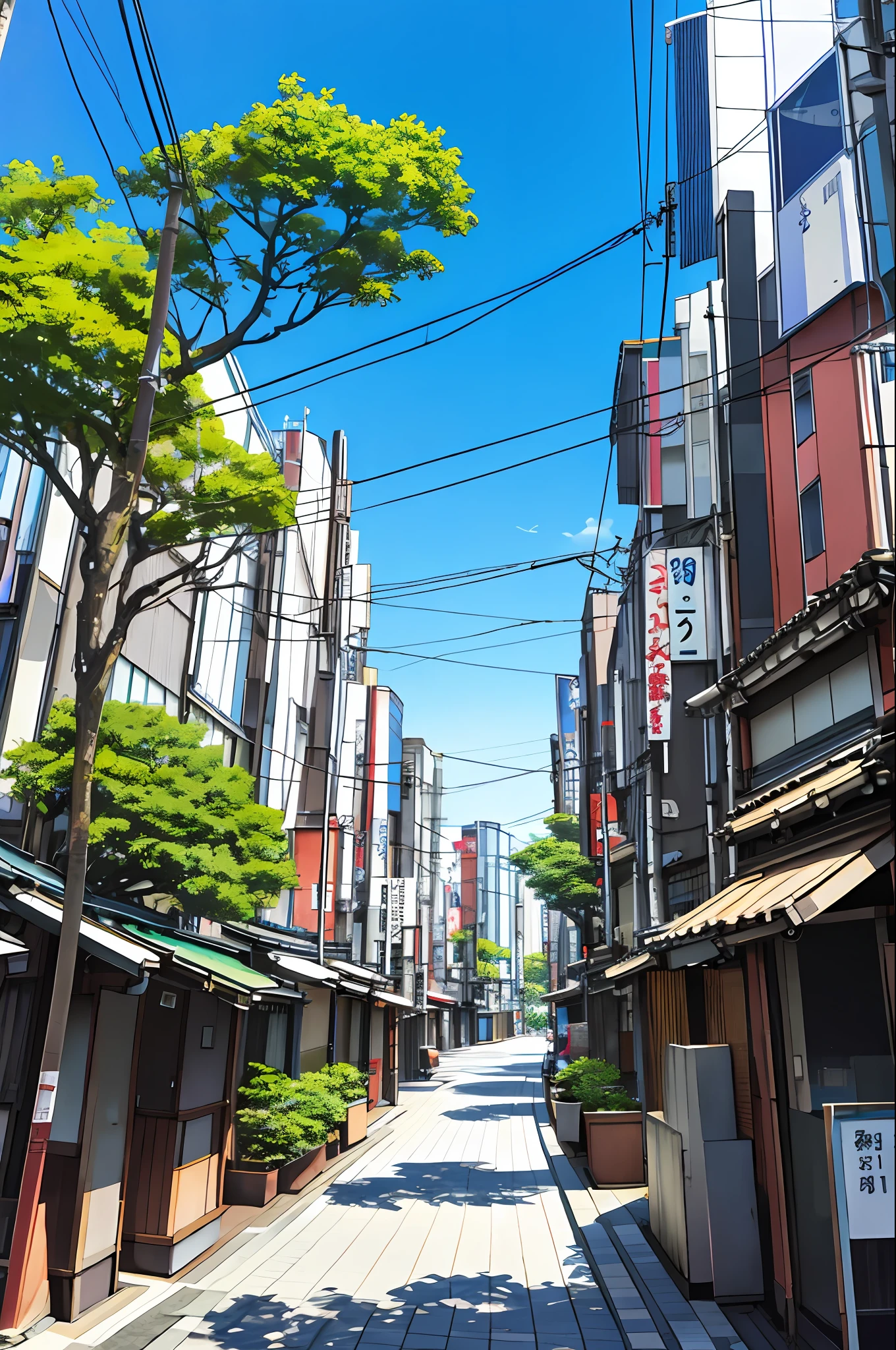background, modern city, blue sky, tokyo, low view