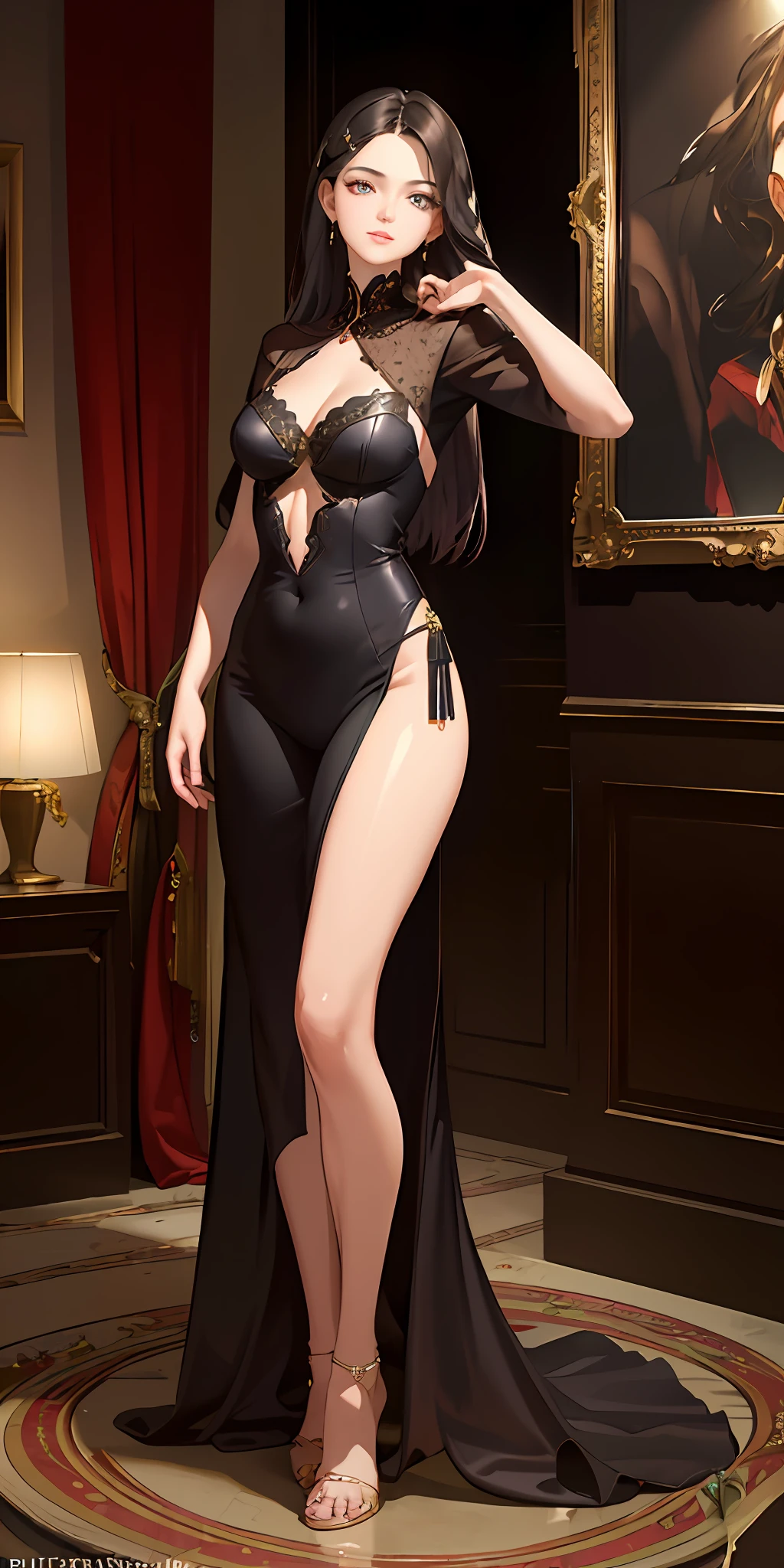 (Photorealistic:1.4), (Masterpiece, Sidelight, Exquisite Beautiful Eyes: 1.2), Masterpiece, Realistic, 3D Face,(frame the head), bewitching poses, full body wide angle, Glistening Eyes, Glossy Hair, Glossy Skin, Solo, Embarrassing, (Abdomen),hotel room