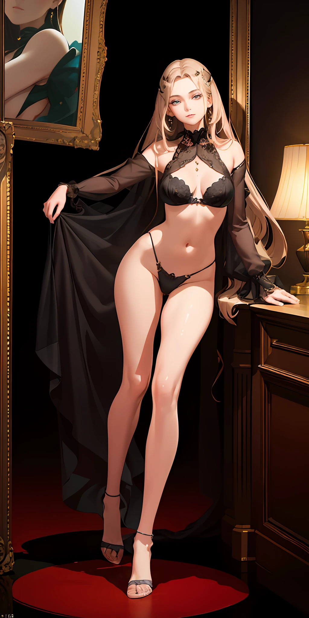 (Photorealistic:1.4), (Masterpiece, Sidelight, Exquisite Beautiful Eyes: 1.2), Masterpiece, Realistic, 3D Face,(frame the head), bewitching poses, full body wide angle, Glistening Eyes, Glossy Hair, Glossy Skin, Solo, Embarrassing, (Abdomen),hotel room