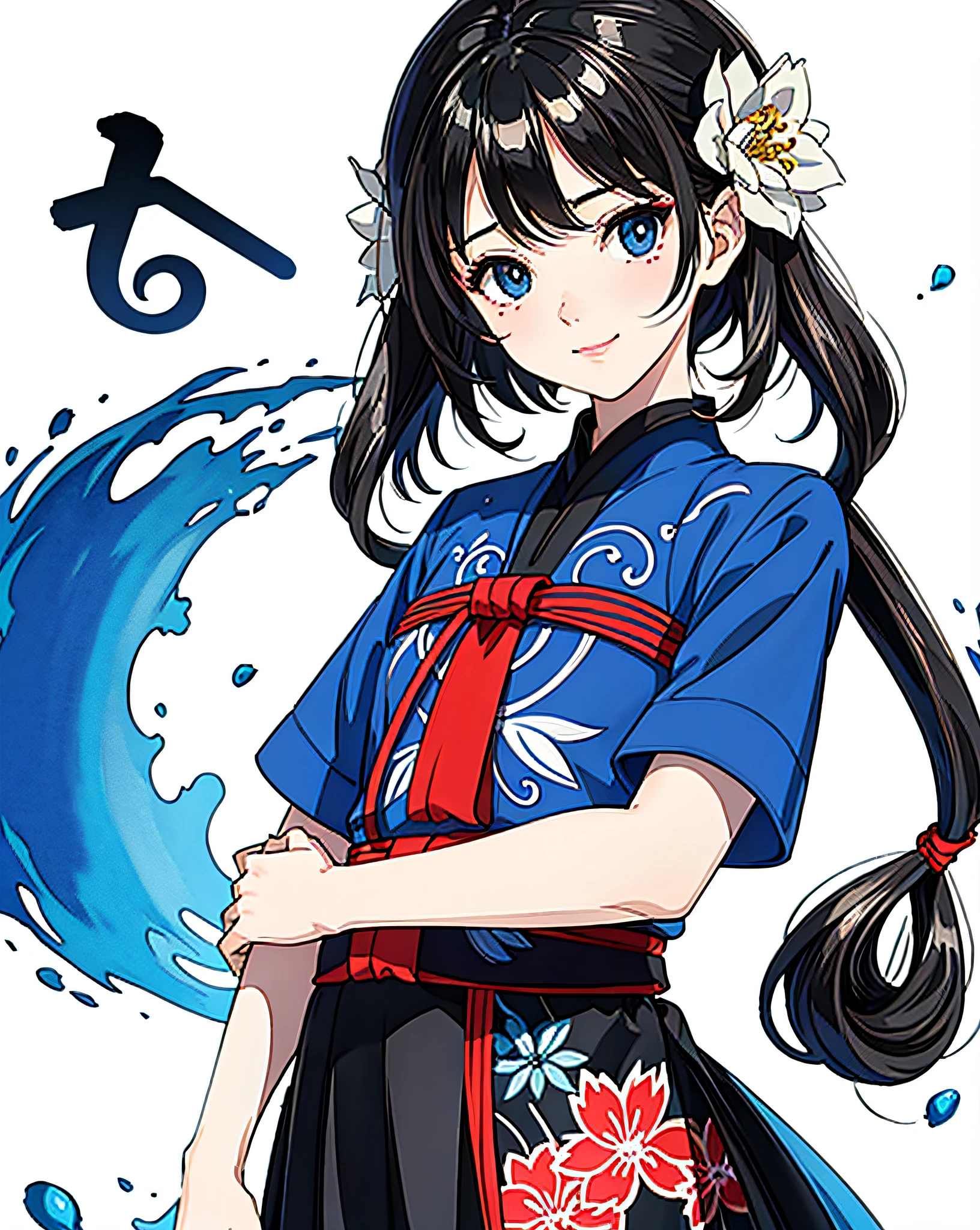 stechu,(white background:1.4), ((tachi-e)), original,(illustration:1.1),(best quality),(masterpiece:1.1),(extremely detailed CG unity 8k wallpaper:1.1), (colorful:0.9),(panorama shot:1.4),(solo:1.2), (ink splashing),(color splashing),((watercolor)), clear sharp focus,{ 1girl standing },((korean style )),flower background,outdoors,rocks, looking at viewer, soft smile,pure,beautyfull detailed face and eyes,beautyfull intricacy clothing decorative pattern details, black hair,black eyes,colorwater
